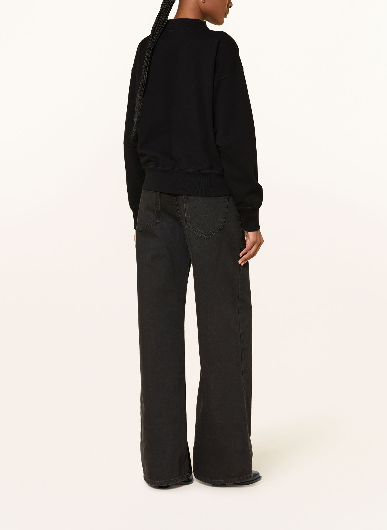 MARANT ÉTOILE Sweatshirt MOBY avec pierres décoratives: NOIR / ARGENT / BLEU CLAIR