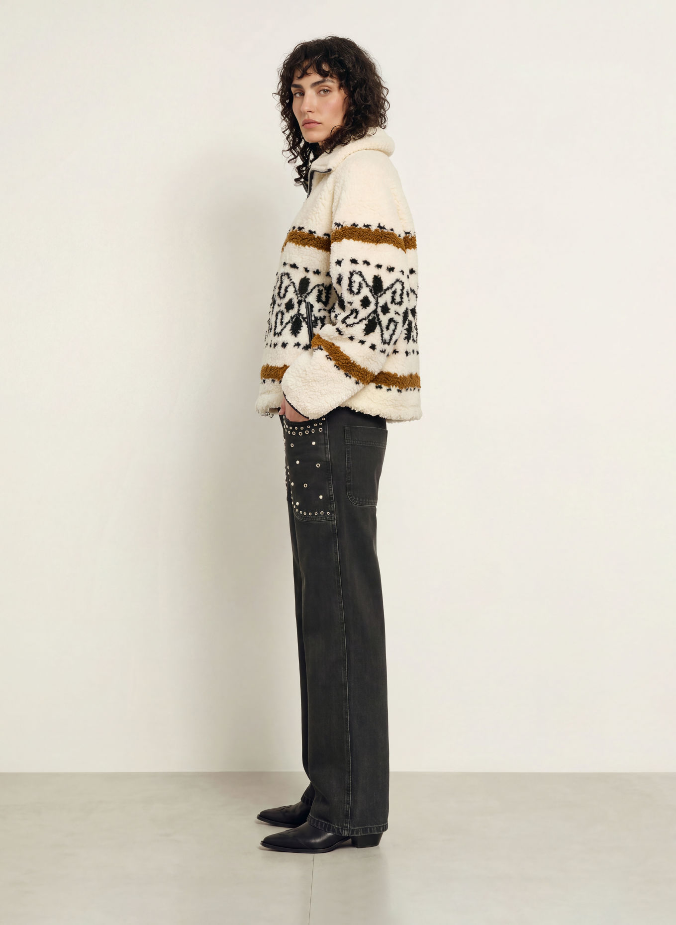 MARANT ÉTOILE Teddyjas LIJKA: ECRU / BRUIN / ZWART