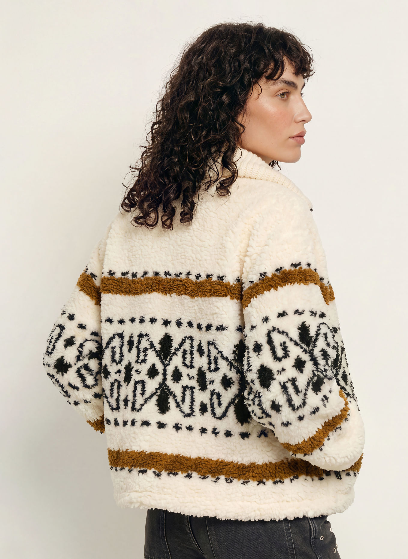 MARANT ÉTOILE Teddyjas LIJKA: ECRU / BRUIN / ZWART