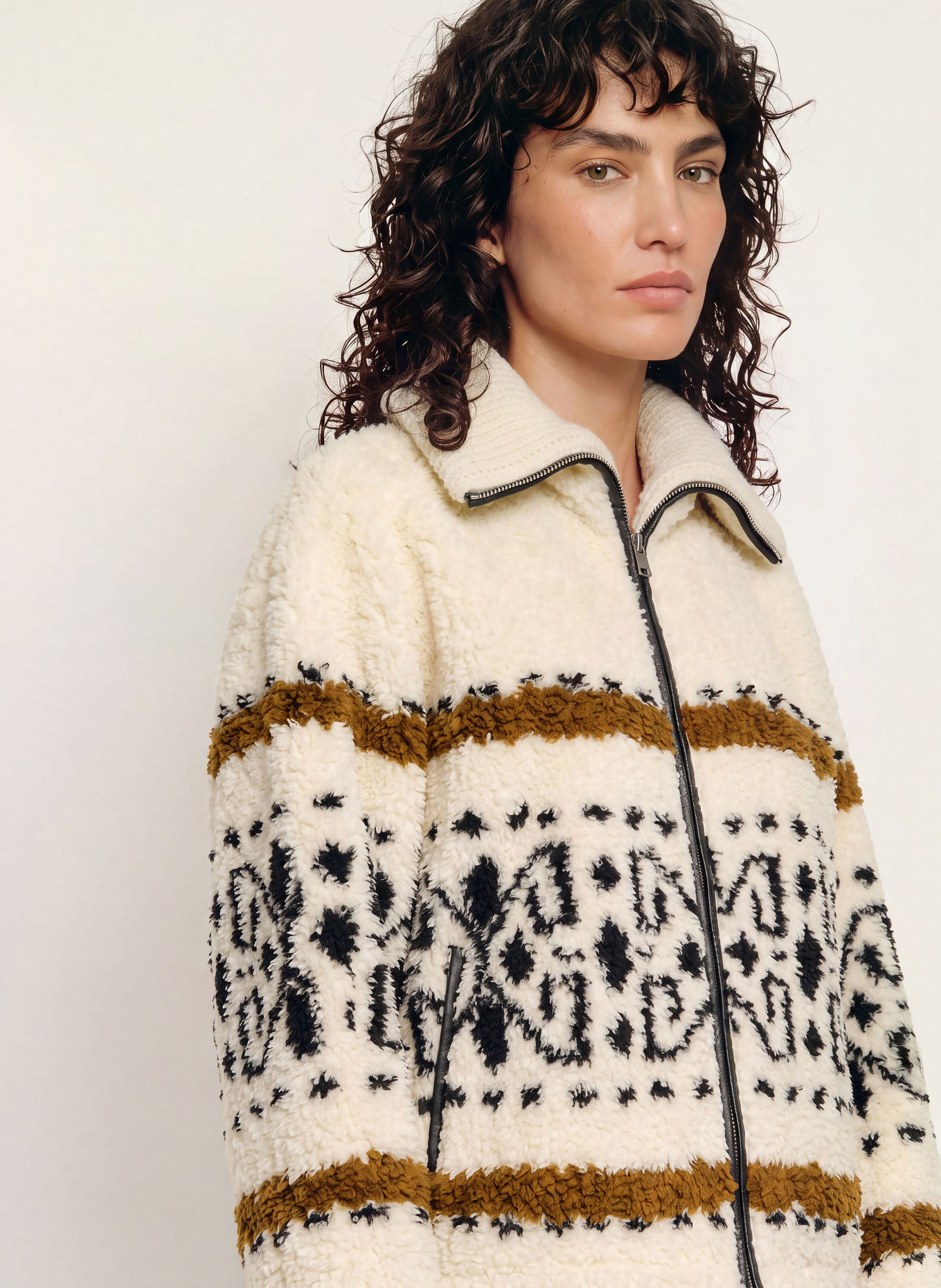 MARANT ÉTOILE Teddyjas LIJKA: ECRU / BRUIN / ZWART