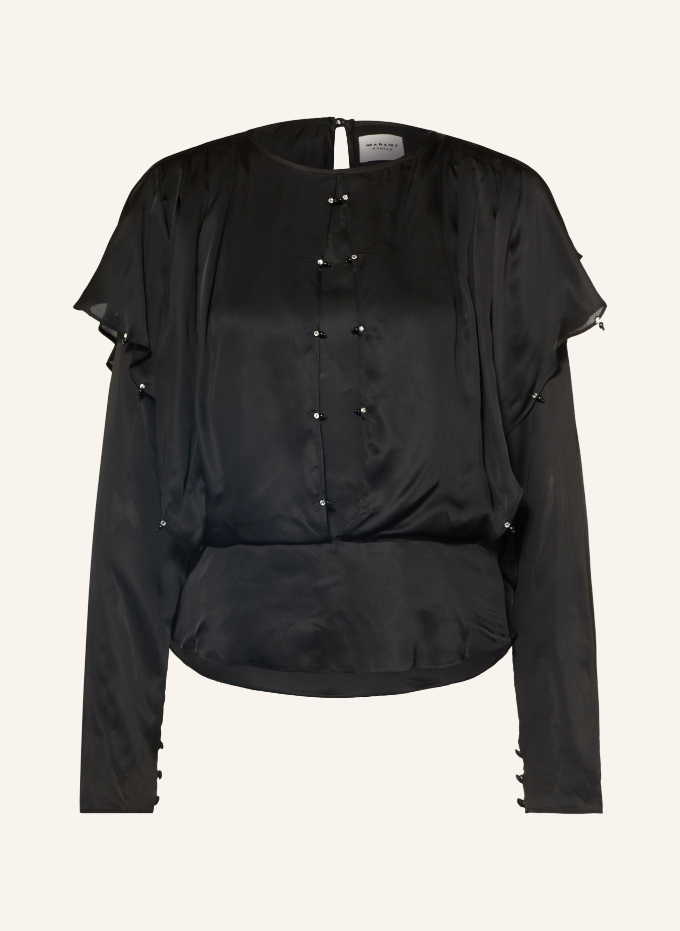 MARANT ÉTOILE BREMA-blouseshirt van satijn met sierstenen: ZWART