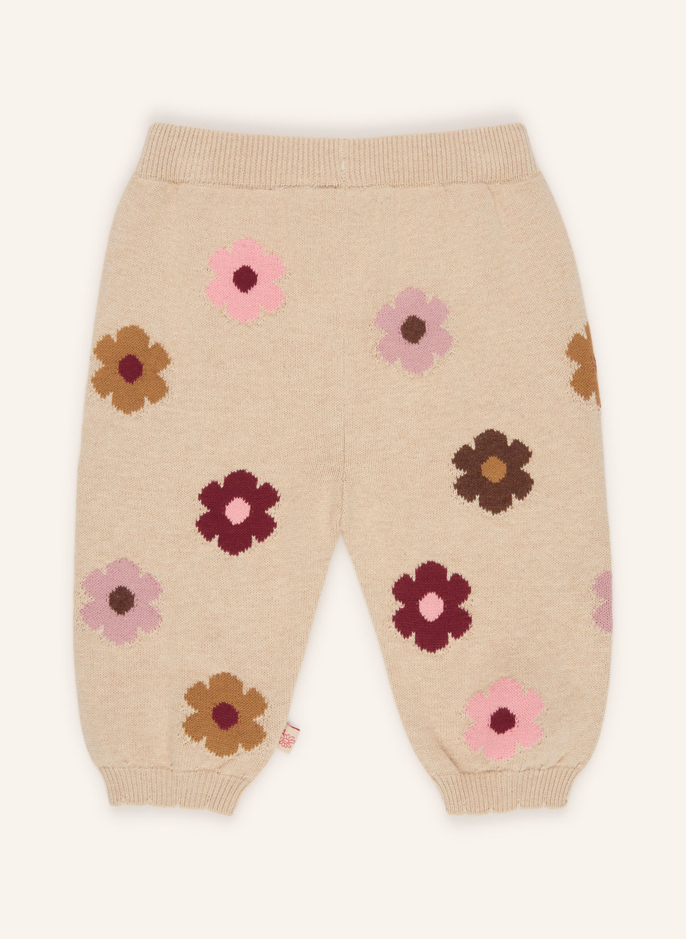 HUST and CLAIRE Pantalon en maille LISA FLOWER: BEIGE / ROSÉ / ROUGE FONCÉ