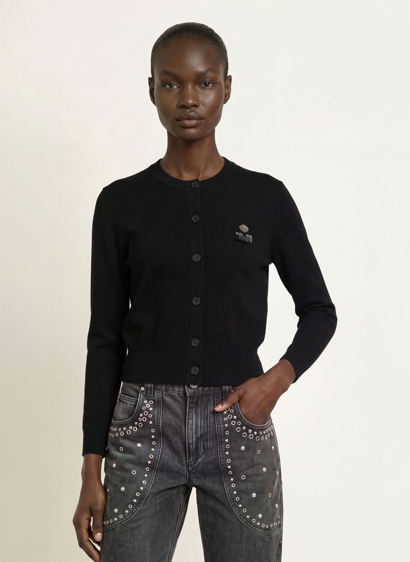 MARANT ÉTOILE Vest KEMAL met sierstenen: ZWART