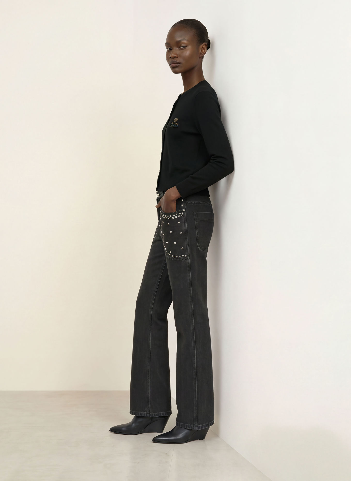 MARANT ÉTOILE Vest KEMAL met sierstenen: ZWART