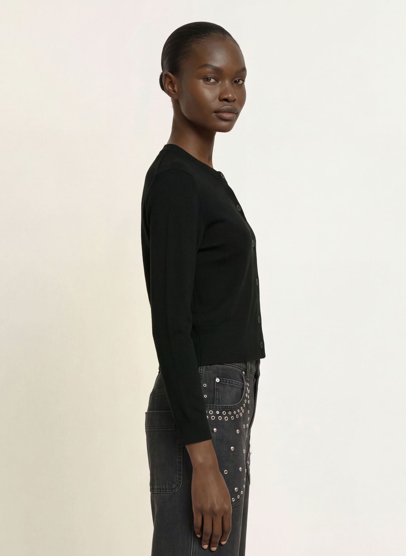 MARANT ÉTOILE Vest KEMAL met sierstenen: ZWART
