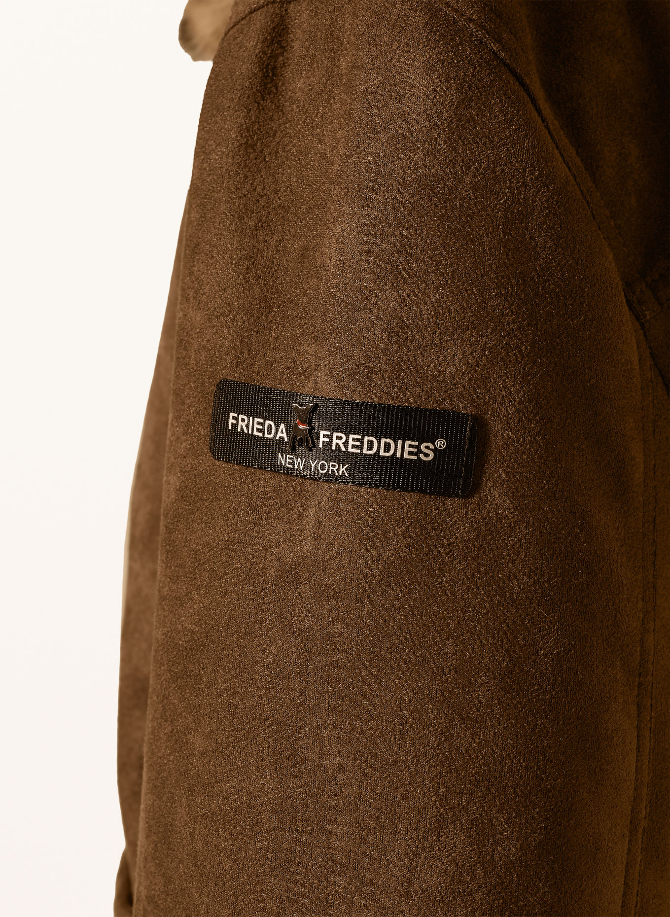 FRIEDA & FREDDIES Jerseyjas ALUNA in leerlook met afneembare Kraag van imitatiebont: MARRON FONCÉ