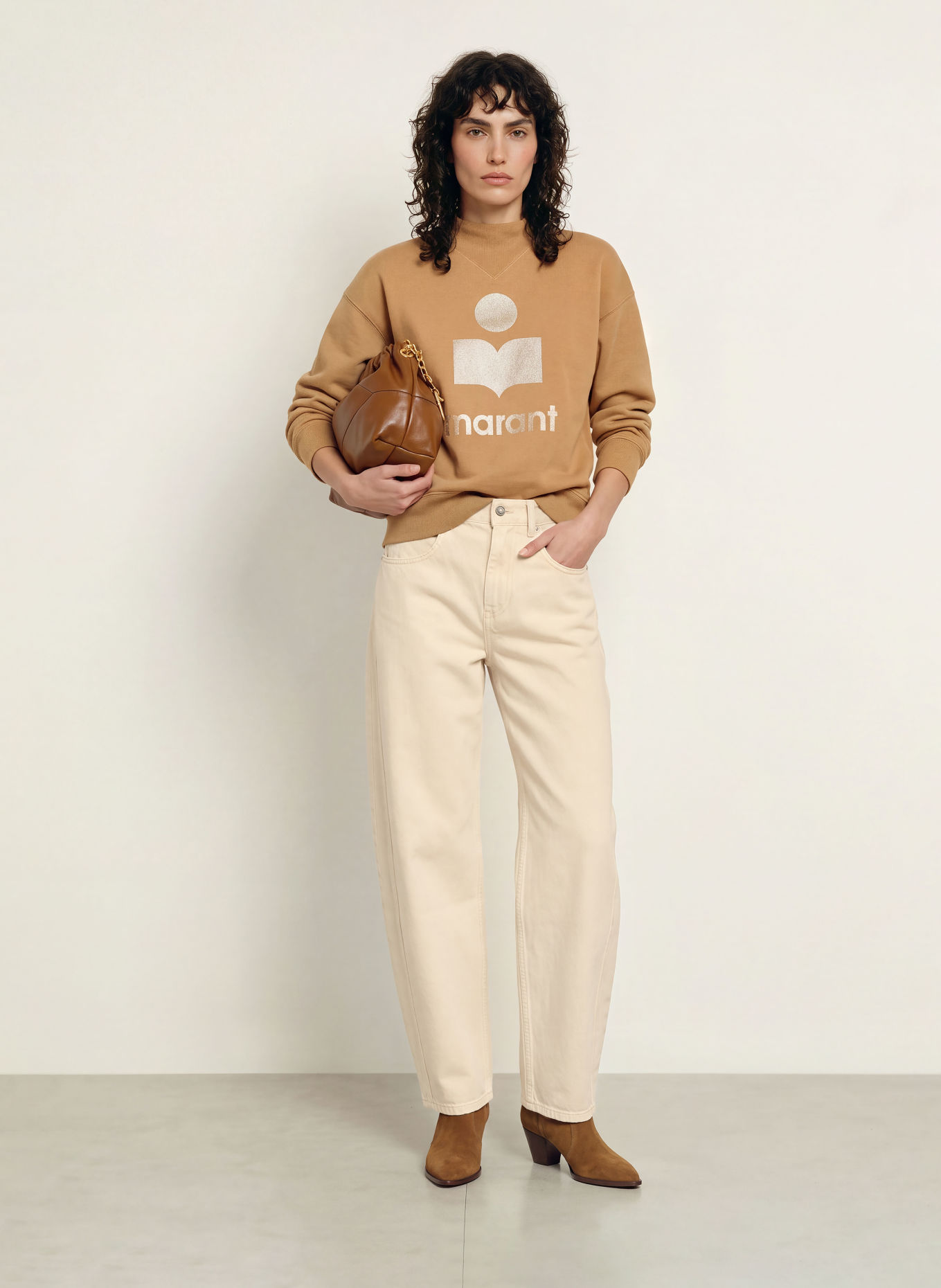 MARANT ÉTOILE Barrel džíny ORIANE: 90be beige