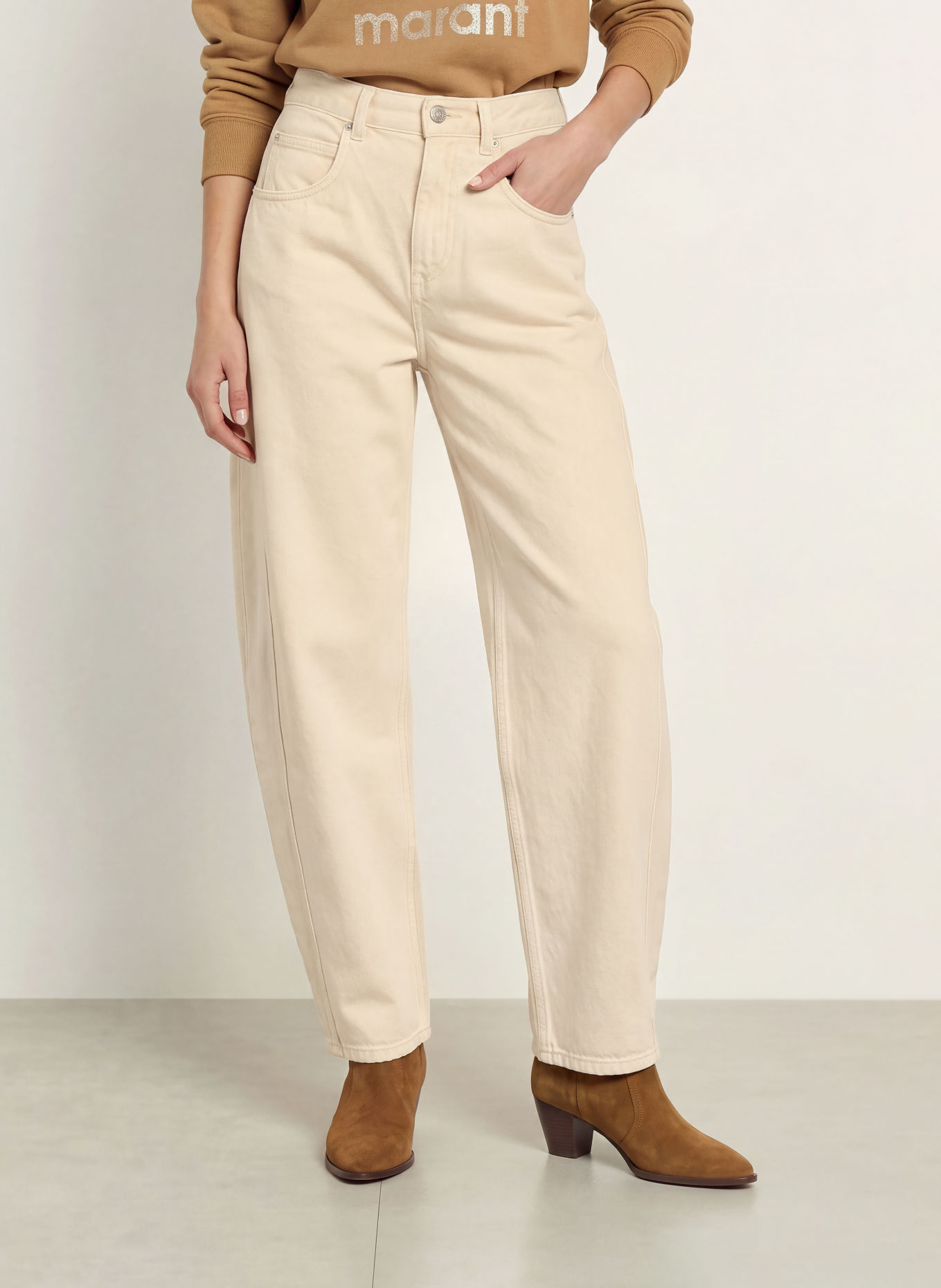 MARANT ÉTOILE Barrel džíny ORIANE: 90be beige