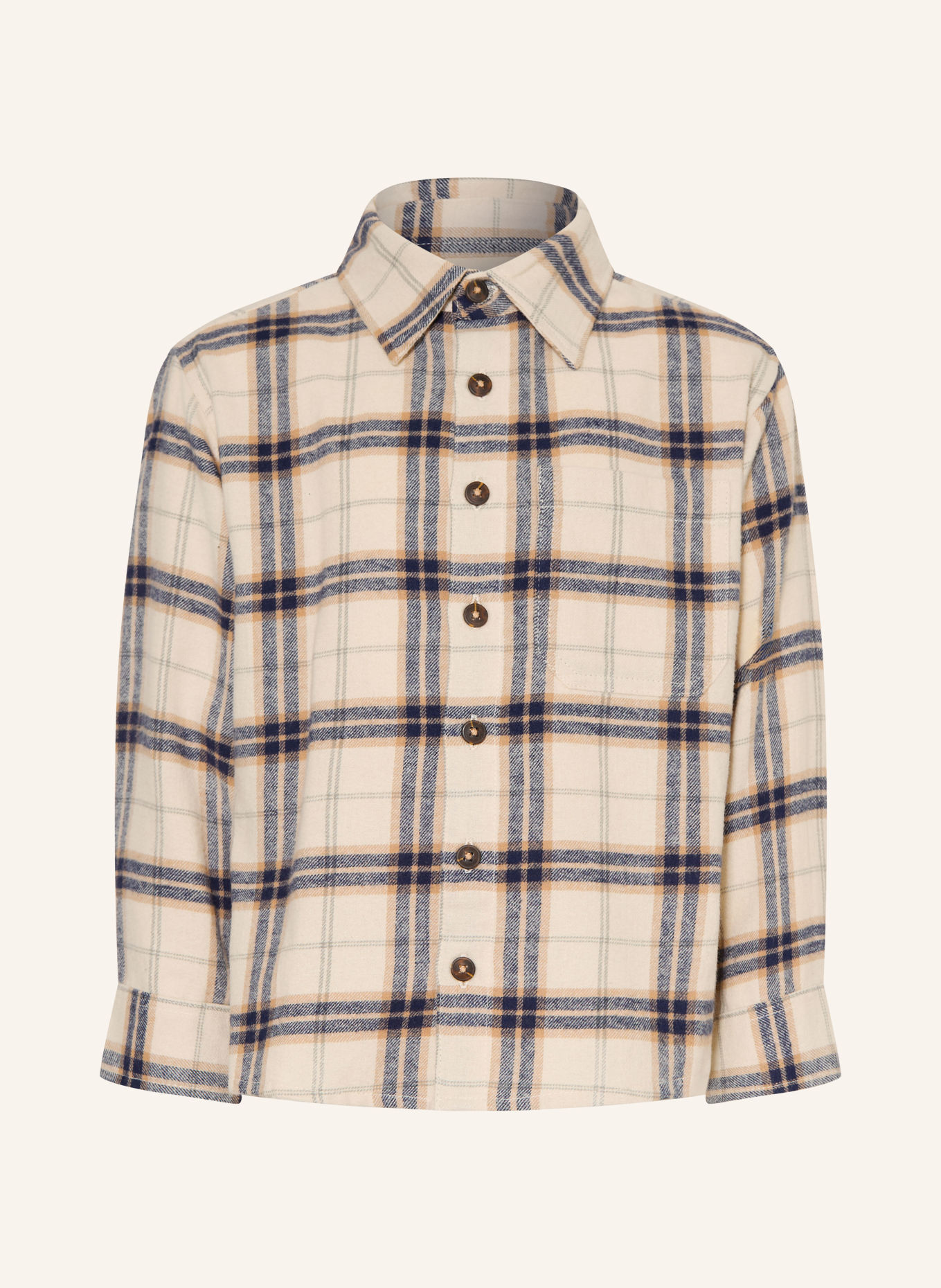 HUST and CLAIRE Chemise en flanelle HCRAVN: BEIGE / CRÈME / BLEU FONCÉ
