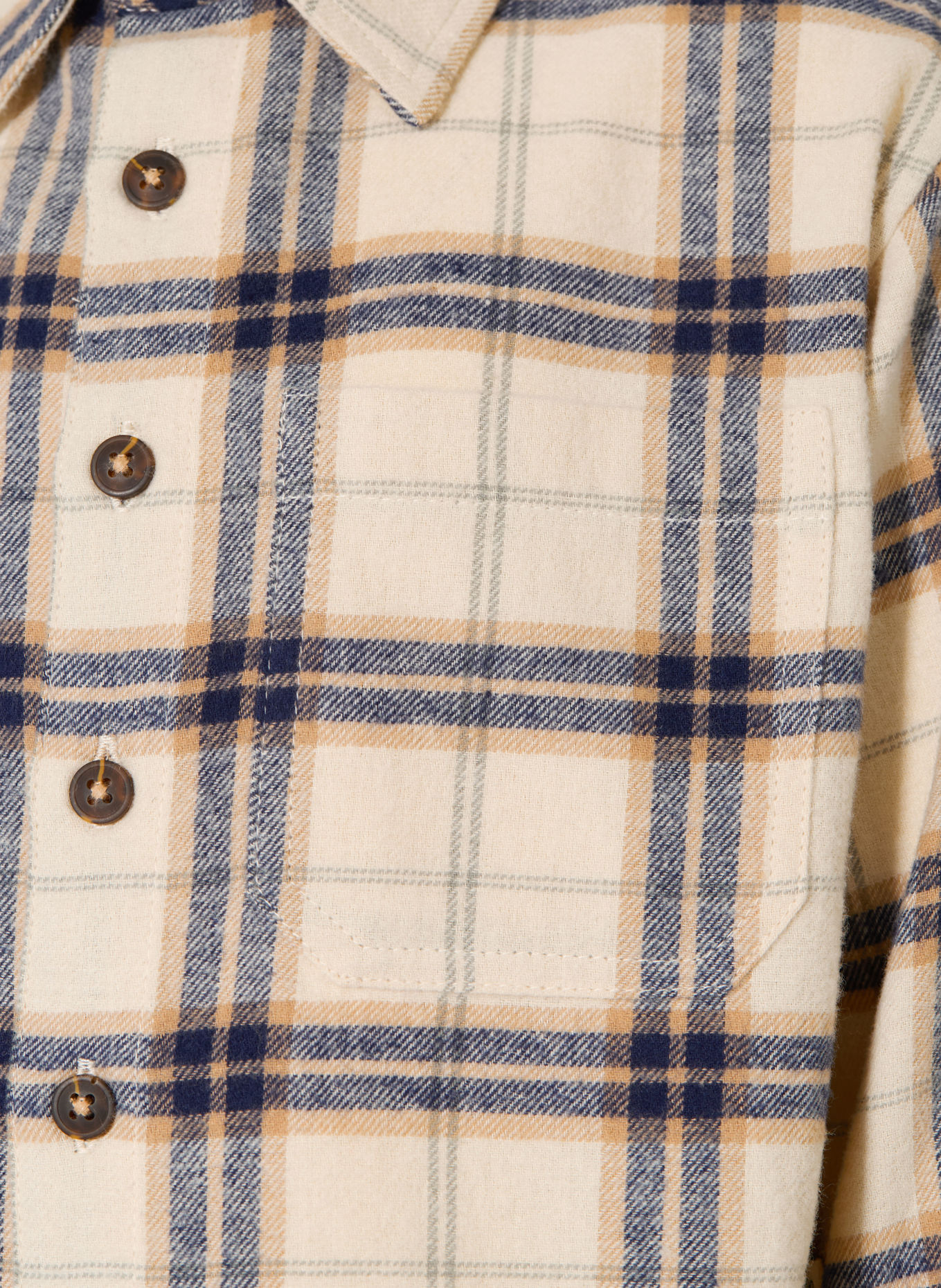 HUST and CLAIRE Chemise en flanelle HCRAVN: BEIGE / CRÈME / BLEU FONCÉ