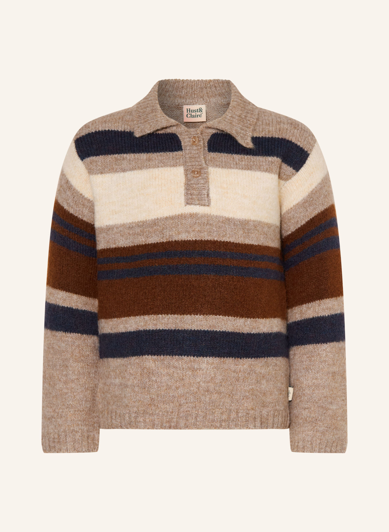 HUST and CLAIRE Polo en maille HCPELLE: MARRON CLAIR / MARRON FONCÉ / BLEU FONCÉ