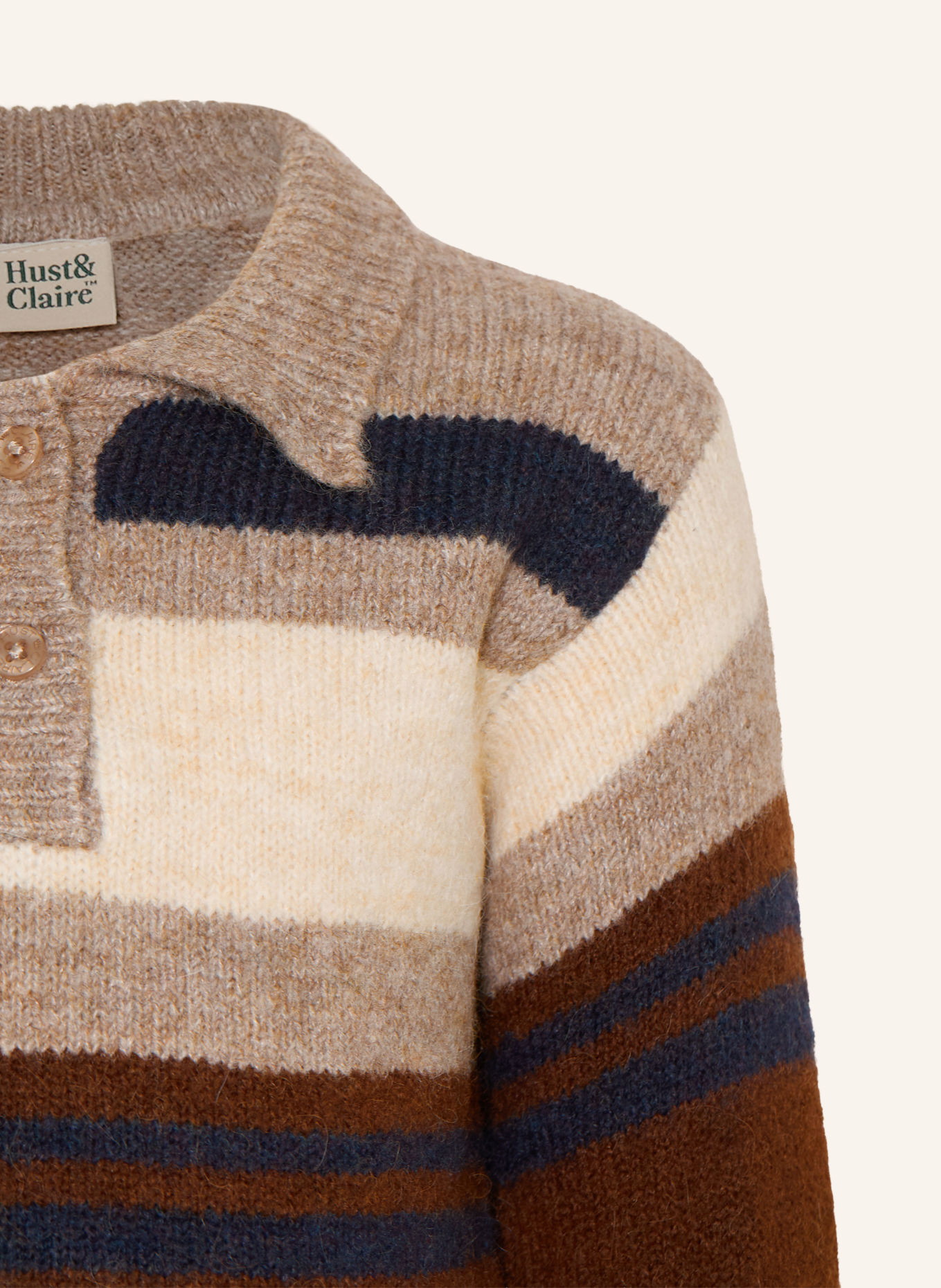 HUST and CLAIRE Polo en maille HCPELLE: MARRON CLAIR / MARRON FONCÉ / BLEU FONCÉ
