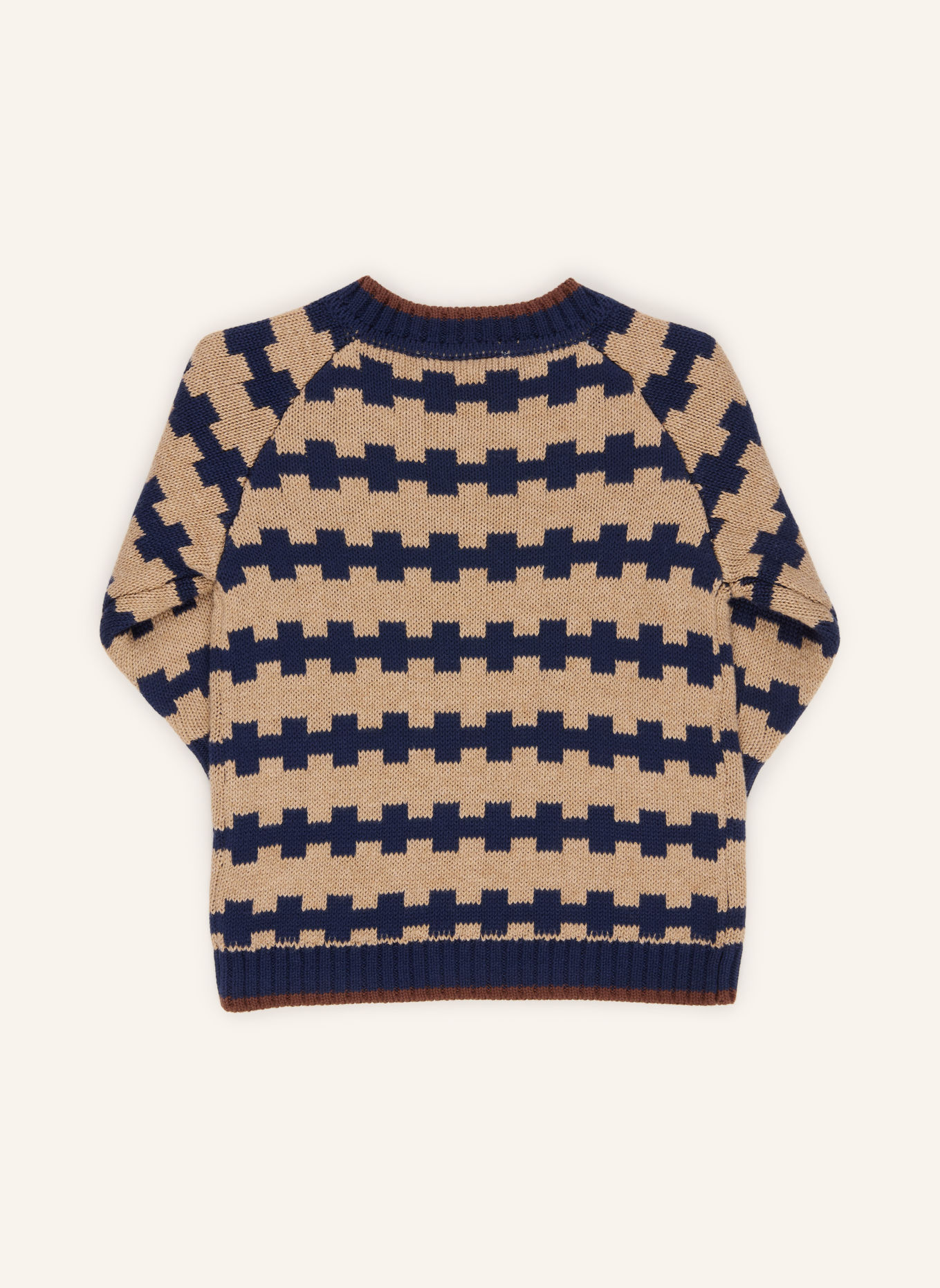 HUST and CLAIRE Pull HCPILOU: BEIGE / MARRON / BLEU FONCÉ