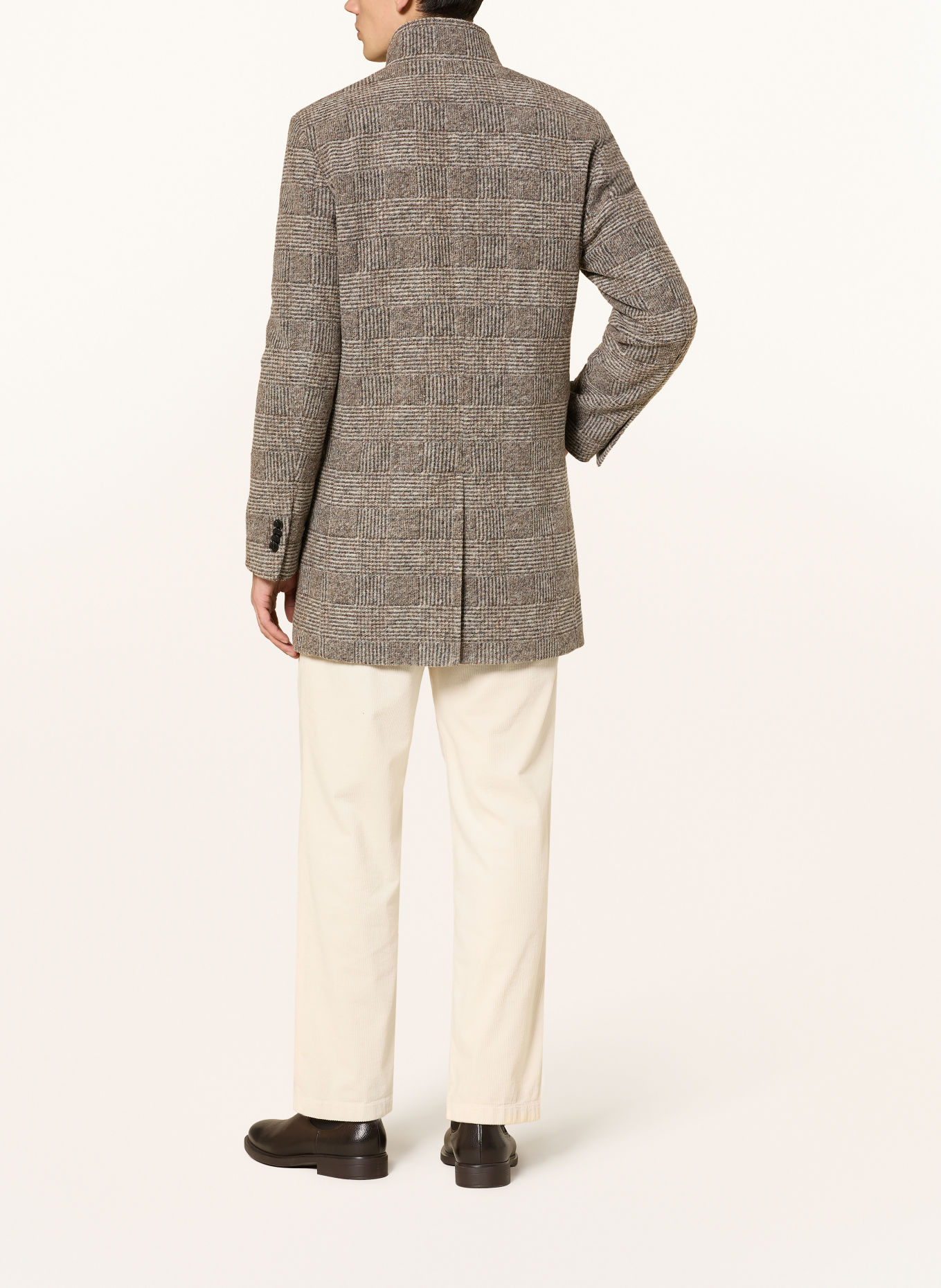 STROKESMAN'S Manteau avec col amovible: BEIGE / MARRON FONCÉ