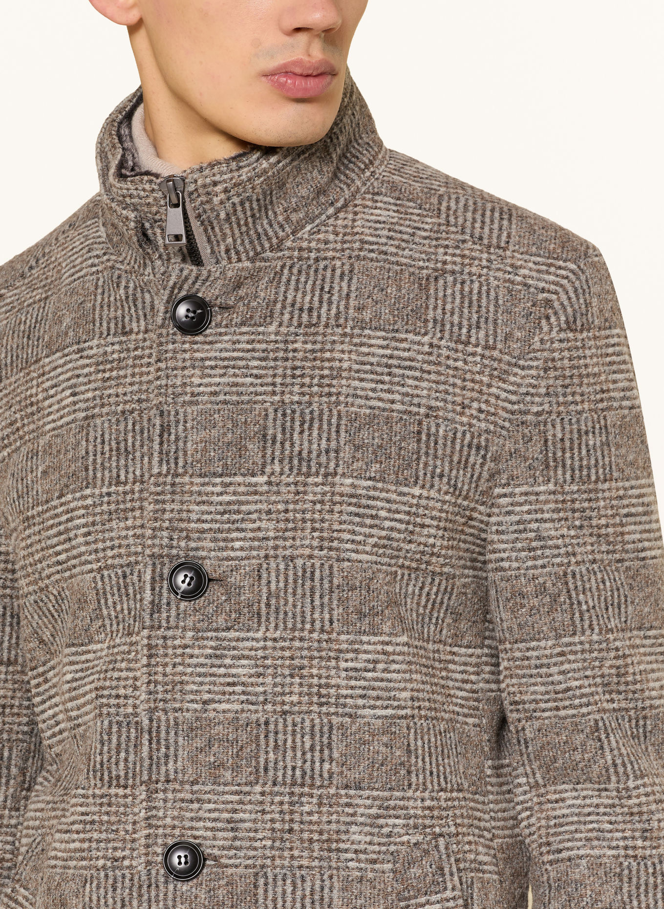 STROKESMAN'S Manteau avec col amovible: BEIGE / MARRON FONCÉ