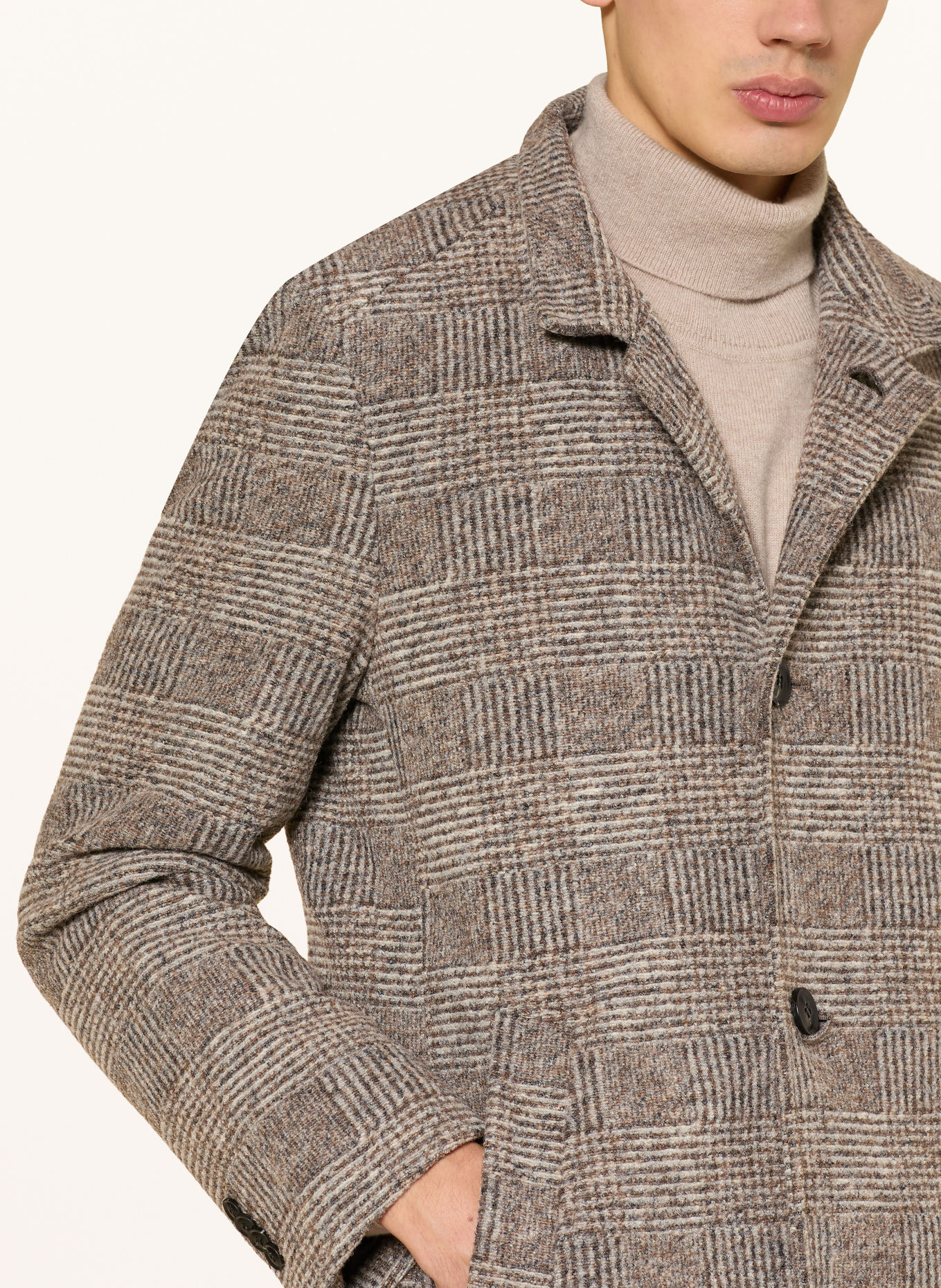 STROKESMAN'S Manteau avec col amovible: BEIGE / MARRON FONCÉ