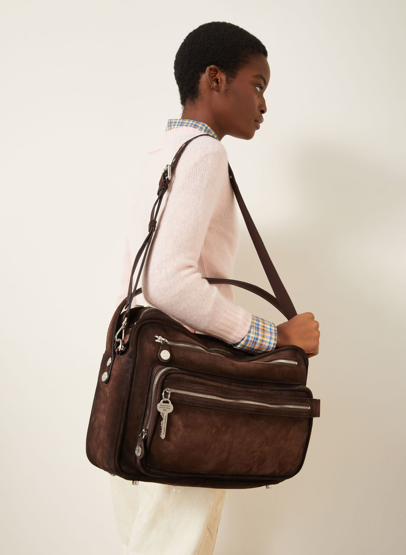 Acne Studios Shoulder bag: DARK BROWN / SILVER