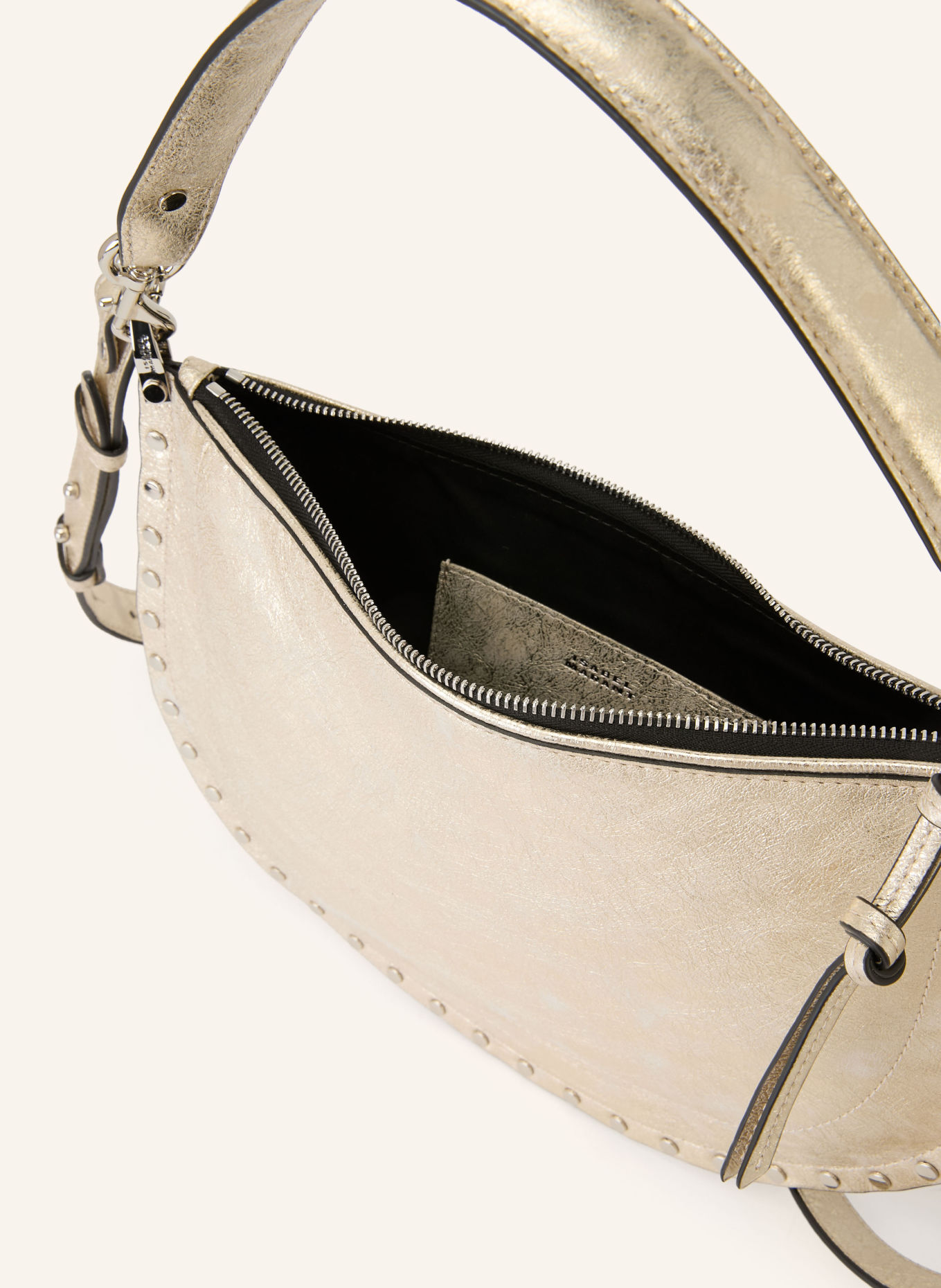 ISABEL MARANT Handtas OSKAN met studs: CRÈME / ZILVER / GOUD
