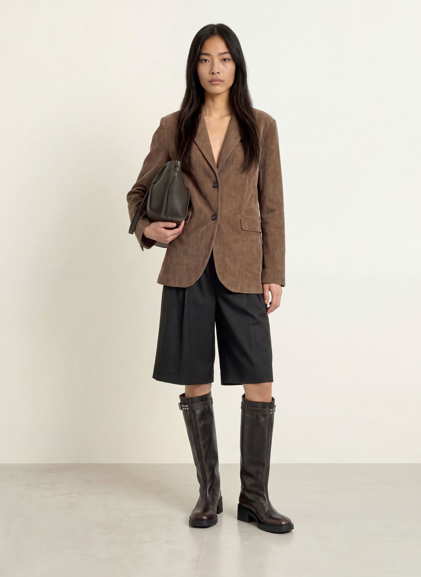 ELEH Oversized-Blazer aus Samt: TAUPE