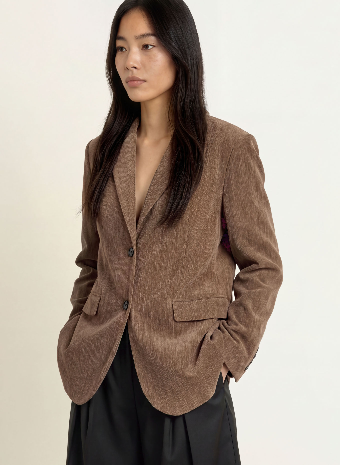 ELEH Oversized-Blazer aus Samt: TAUPE