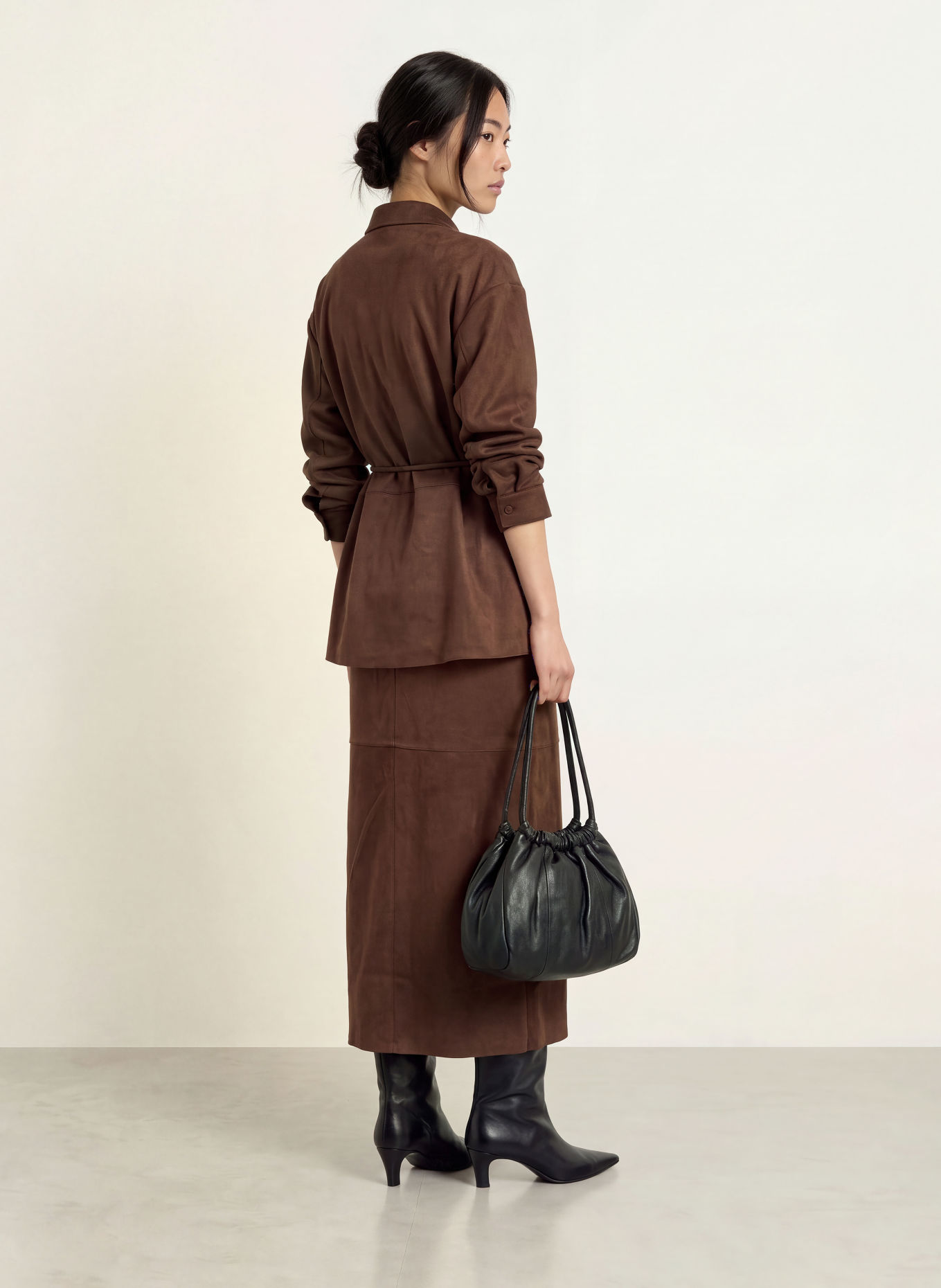 ELEH Faux-leather skirt: DARK BROWN