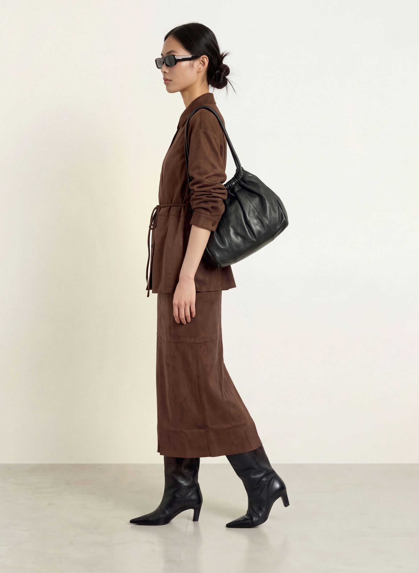 ELEH Faux-leather skirt: DARK BROWN