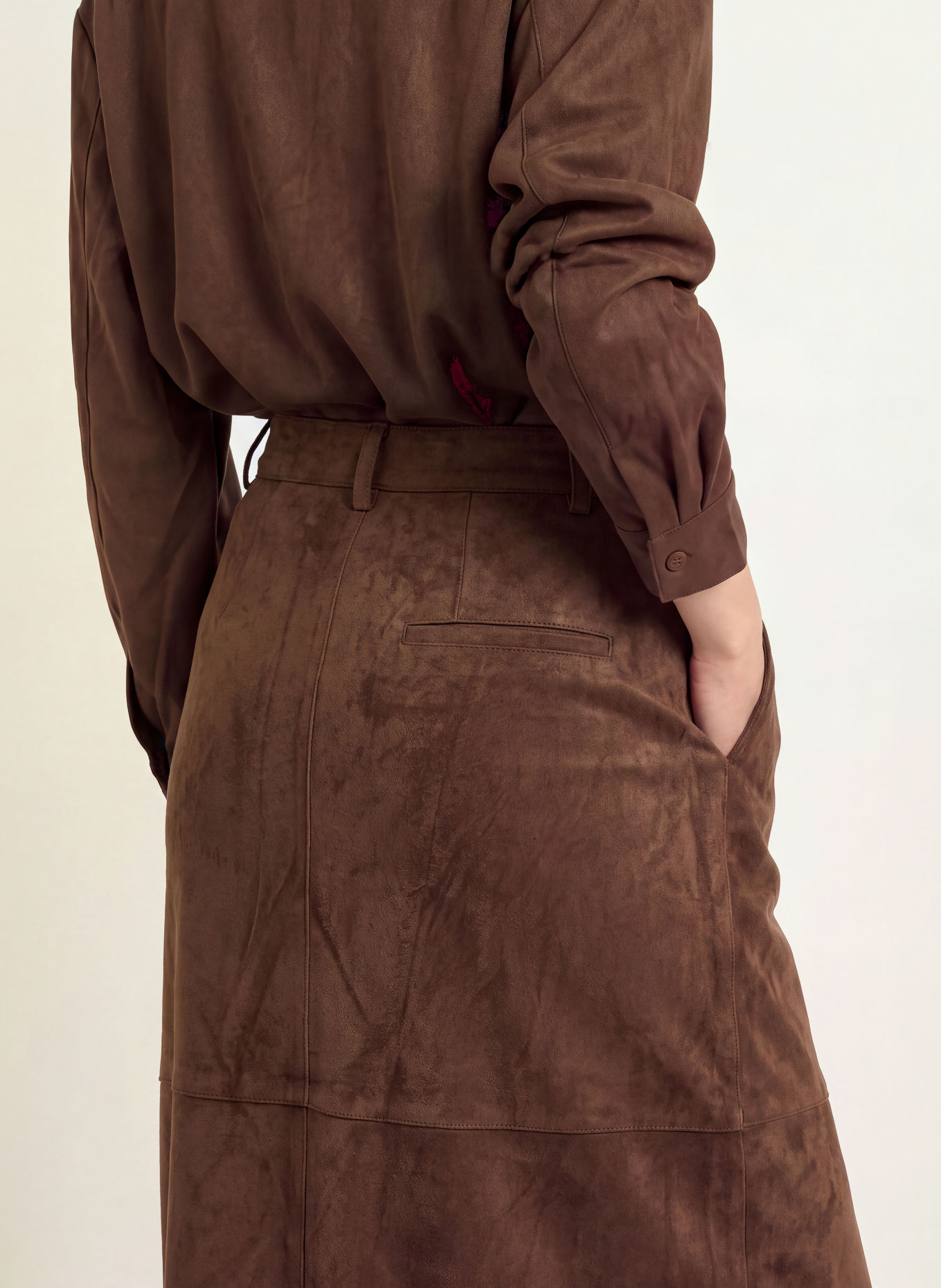 ELEH Faux-leather skirt: DARK BROWN