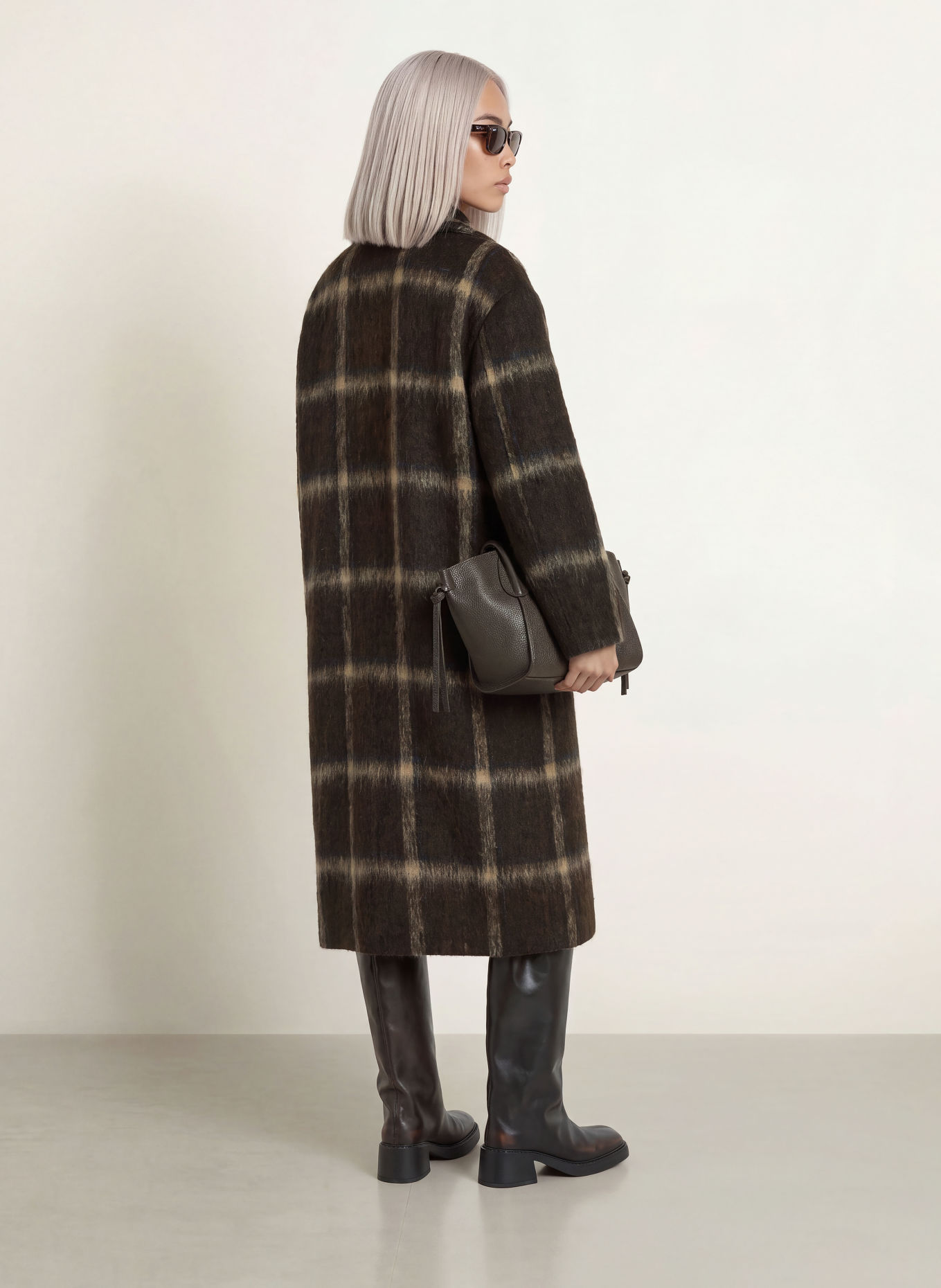 ELEH Mantel: MARRON FONCÉ / BEIGE / ZWART