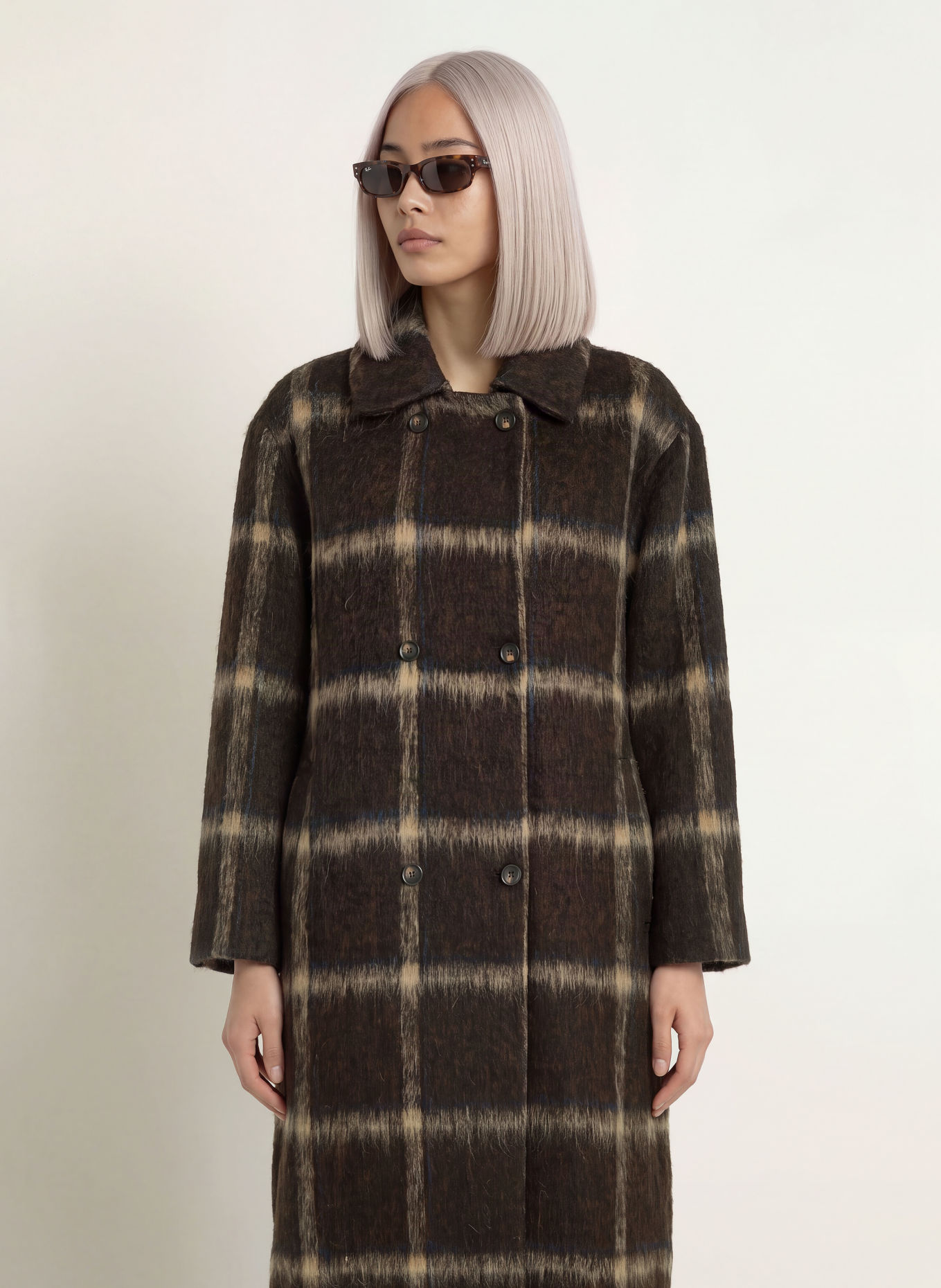 ELEH Mantel: MARRON FONCÉ / BEIGE / ZWART