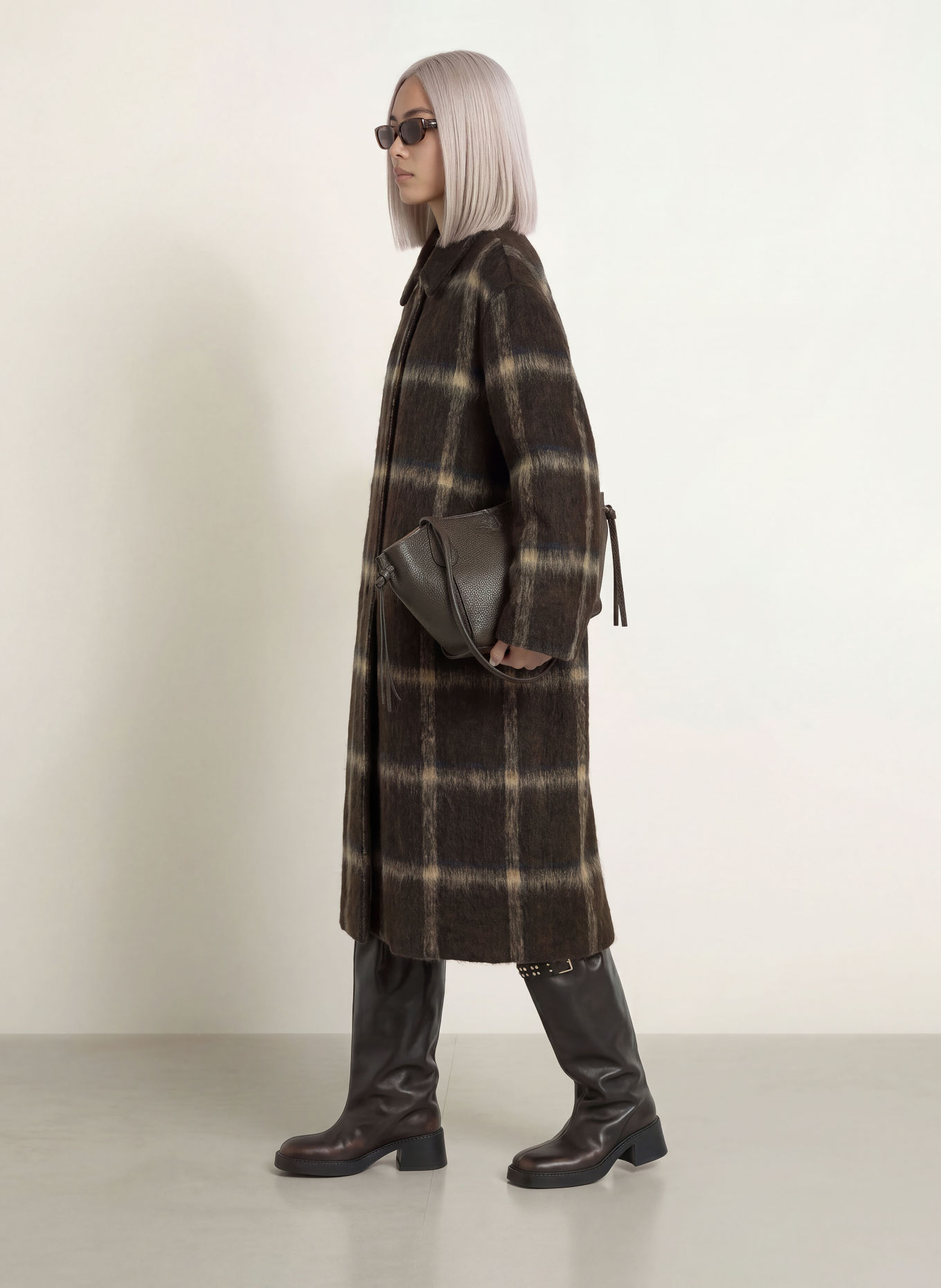 ELEH Mantel: MARRON FONCÉ / BEIGE / ZWART