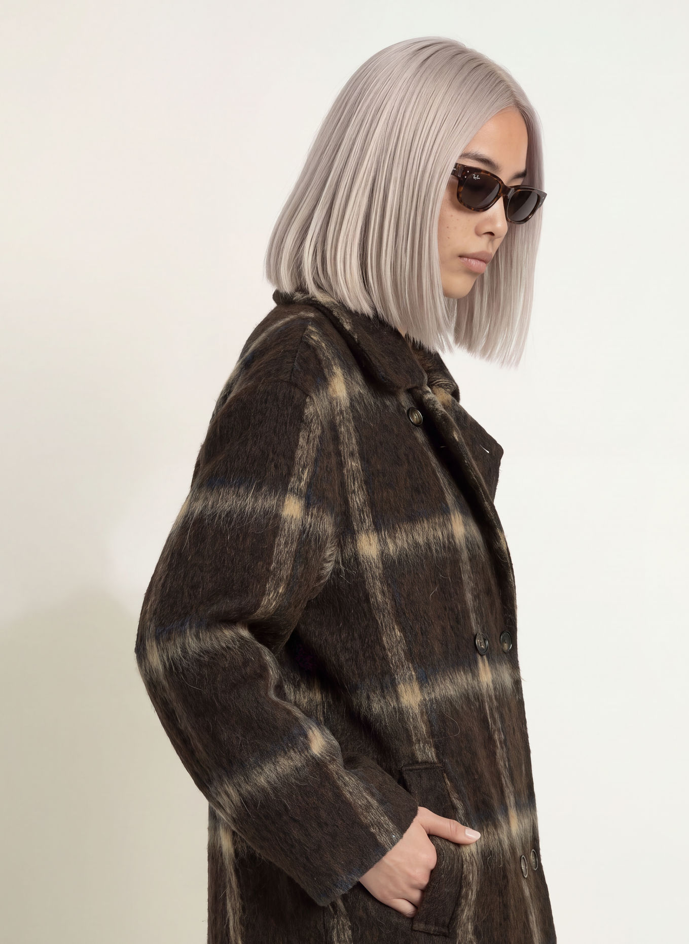 ELEH Mantel: MARRON FONCÉ / BEIGE / ZWART