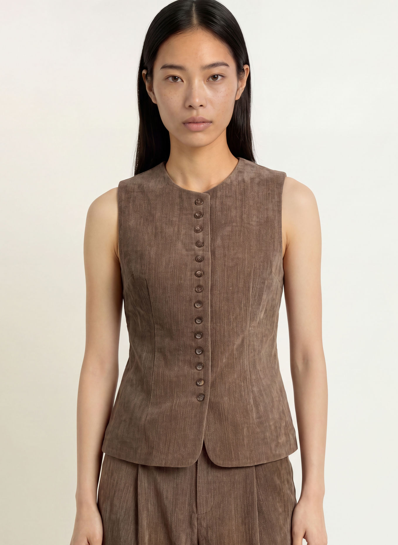 ELEH Vestă tip blazer din catifea: TAUPE