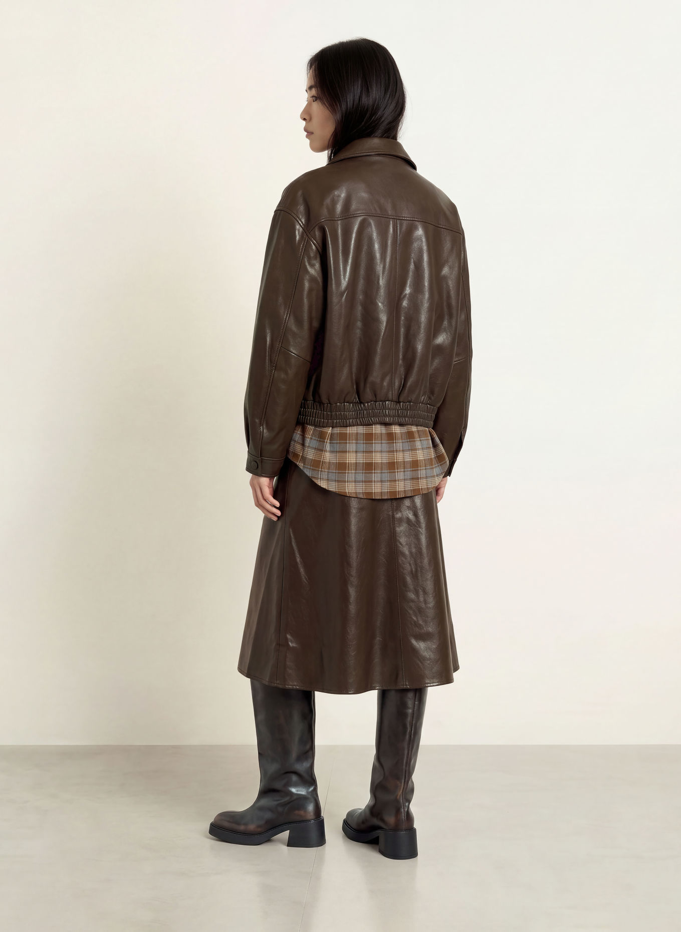 ELEH Leather-look jacket: DARK BROWN