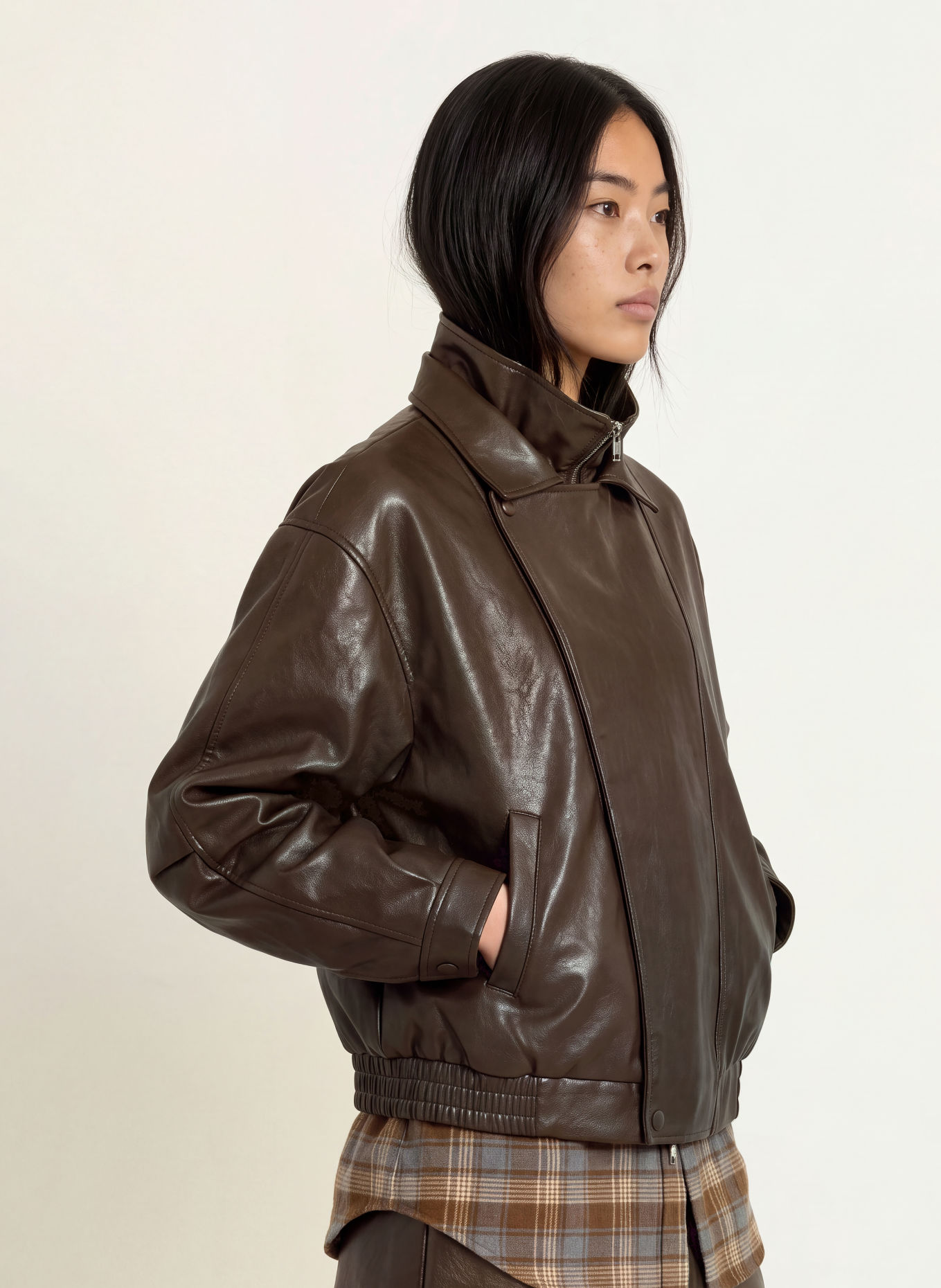 ELEH Leather-look jacket: DARK BROWN