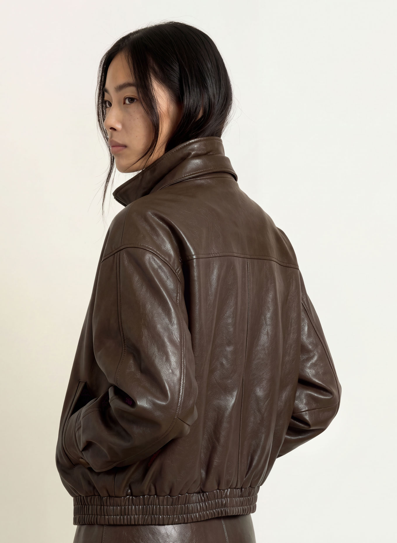 ELEH Leather-look jacket: DARK BROWN