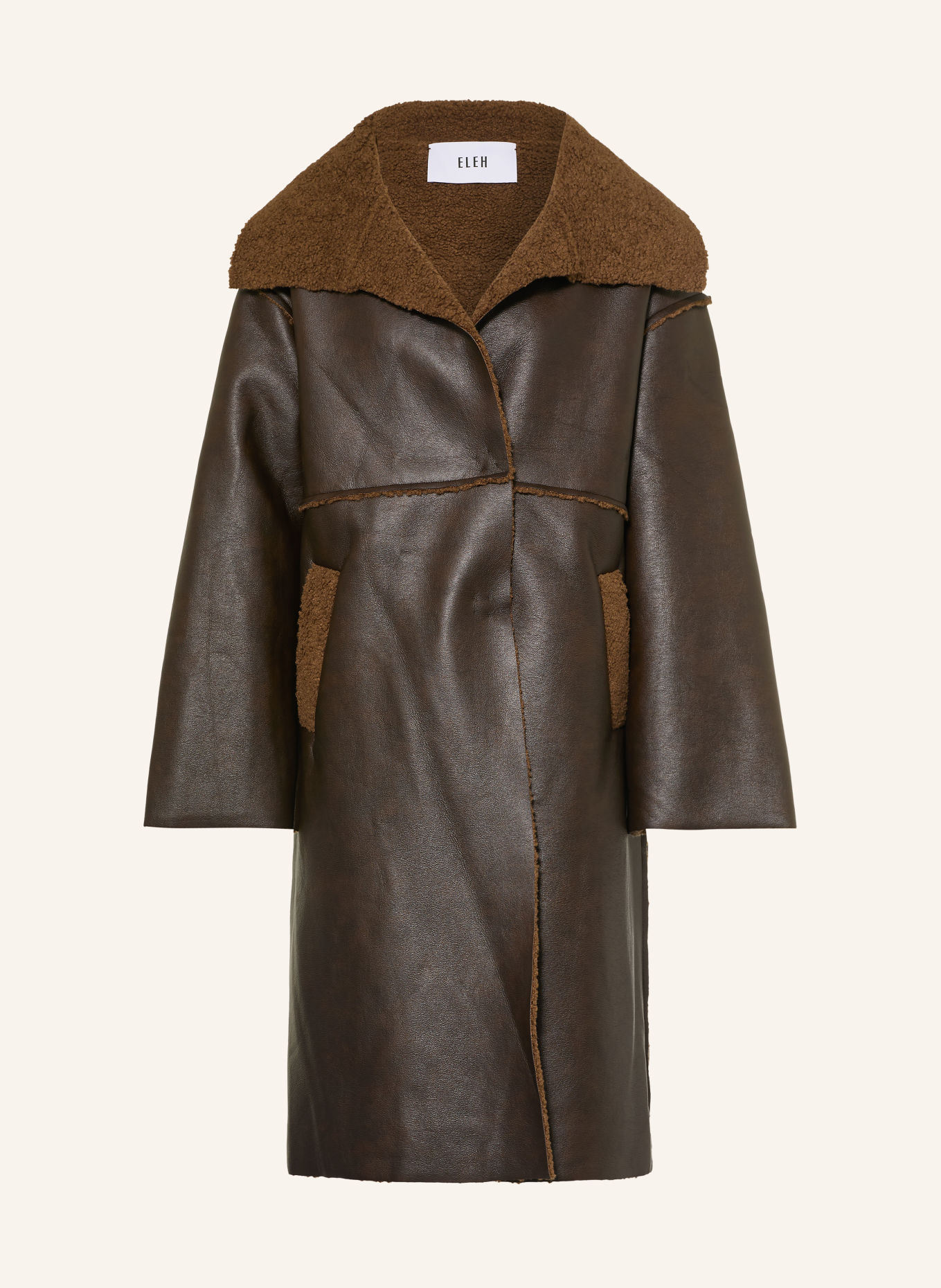 ELEH Faux-leather coat: DARK BROWN