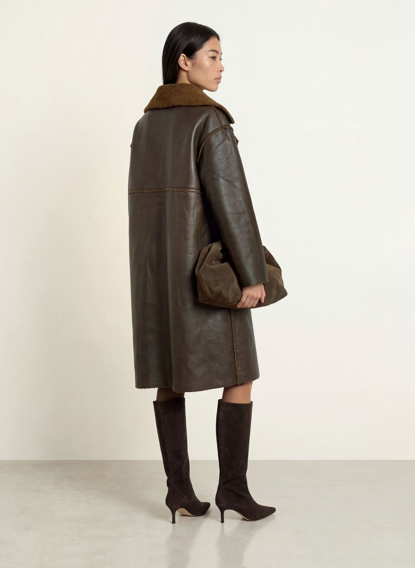 ELEH Faux-leather coat: DARK BROWN