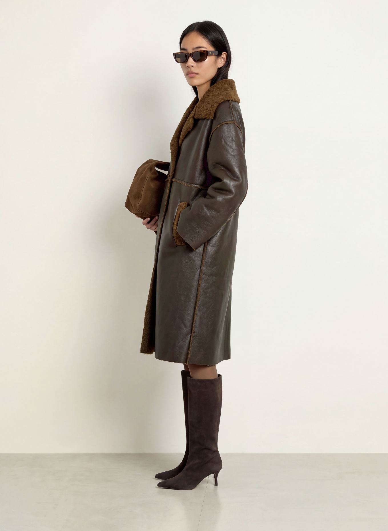 ELEH Faux-leather coat: DARK BROWN