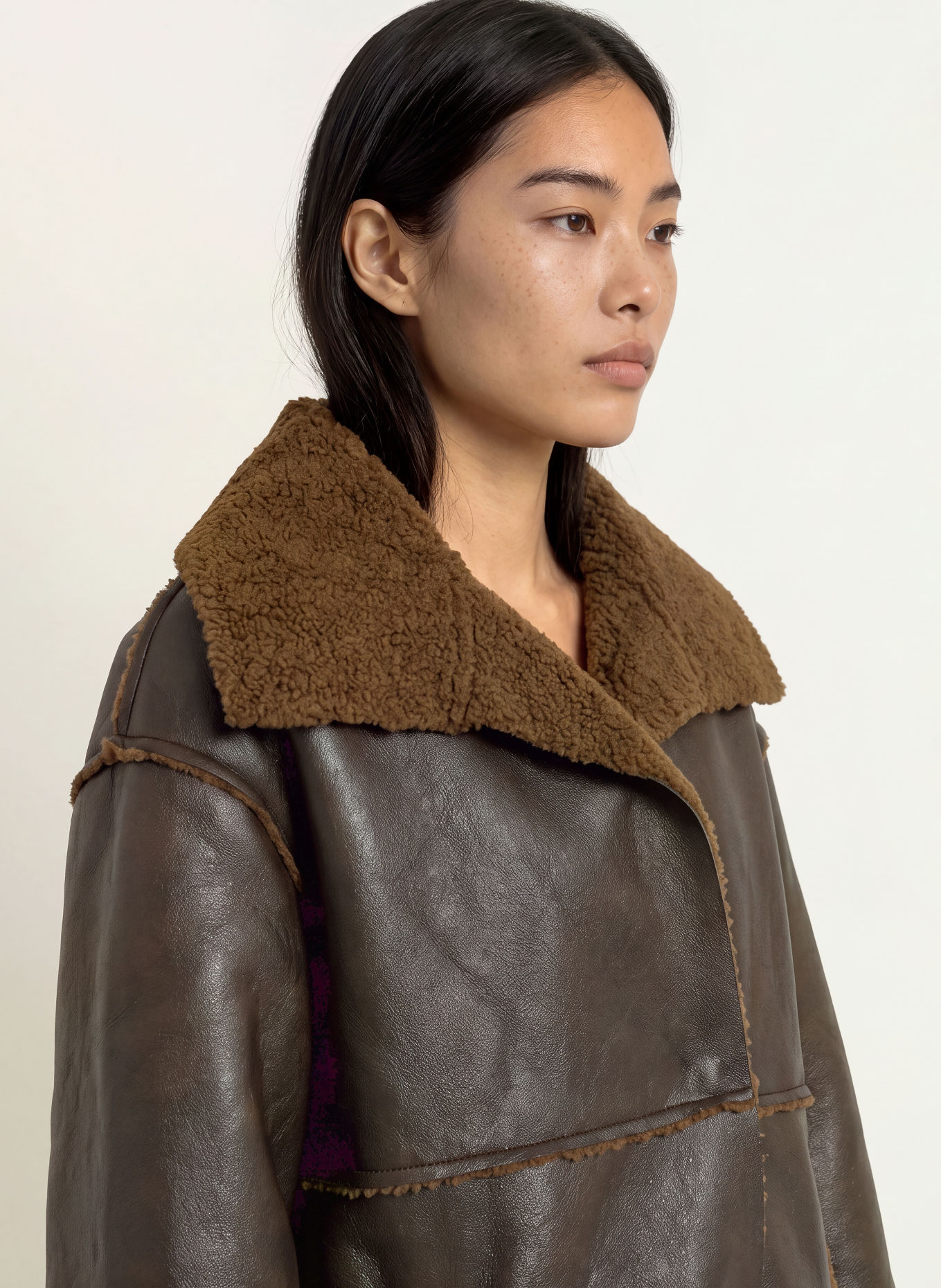 ELEH Faux-leather coat: DARK BROWN