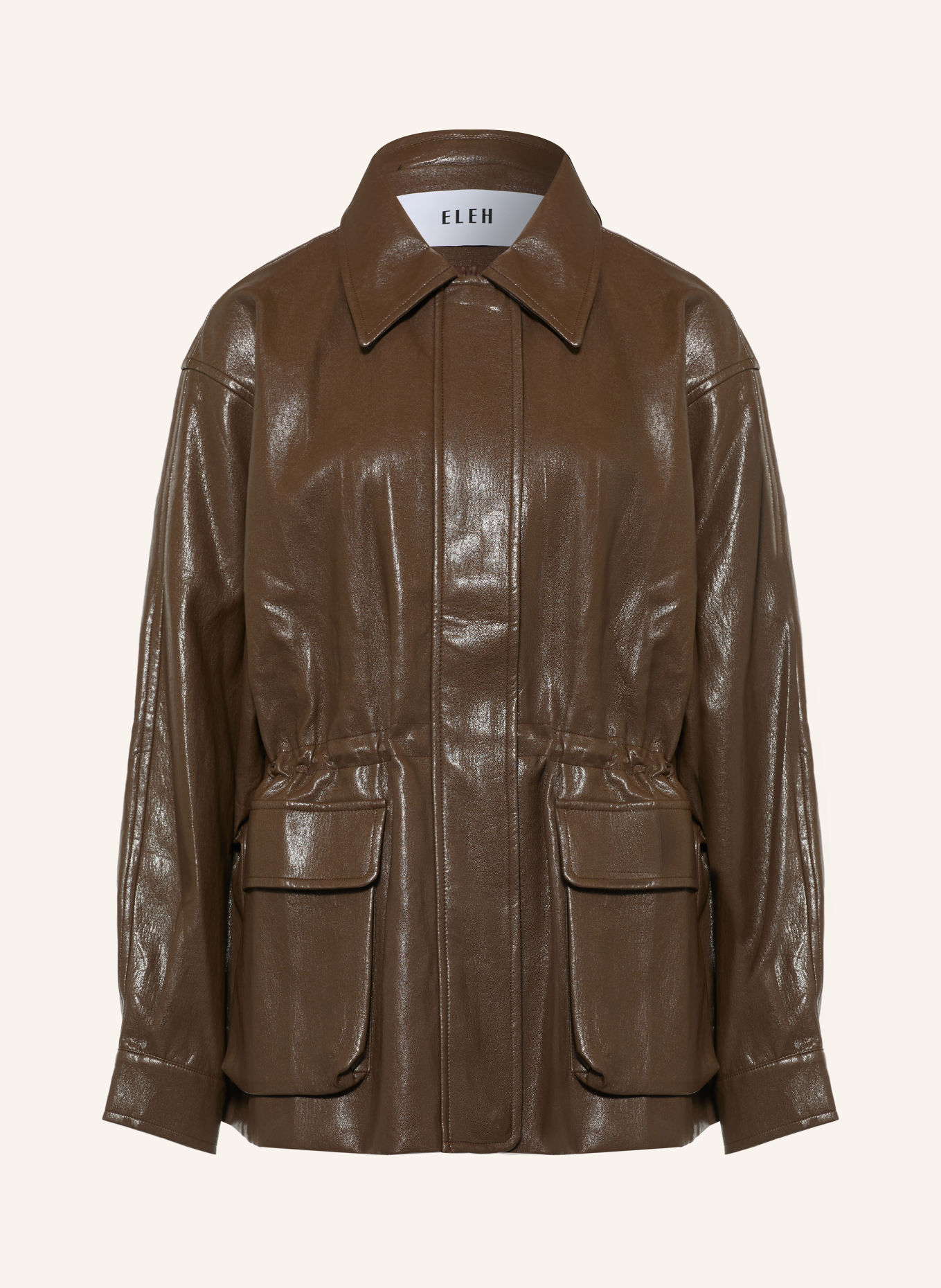 ELEH Overshirt in Lederoptik: KHAKI