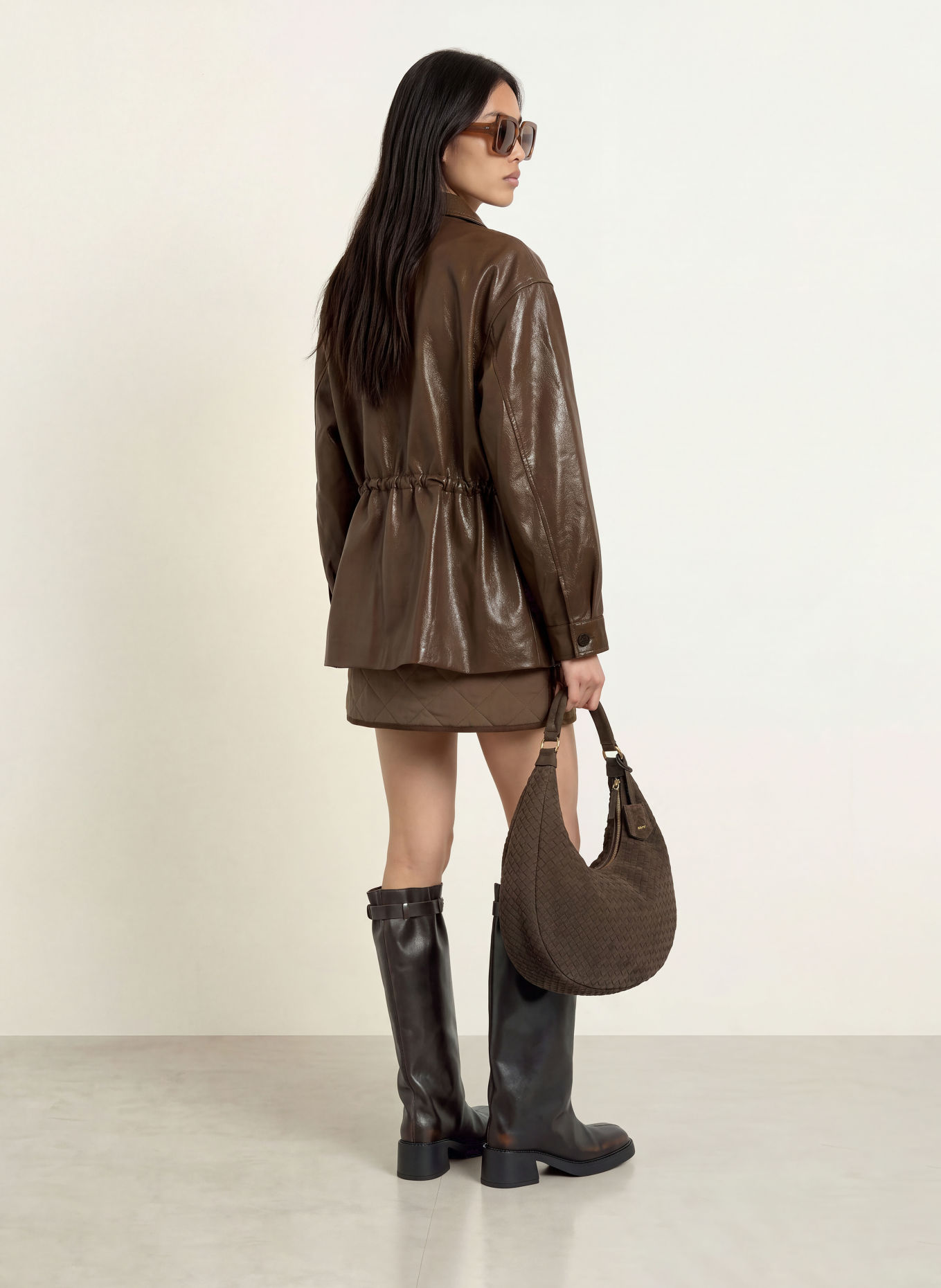 ELEH Overshirt in Lederoptik: KHAKI