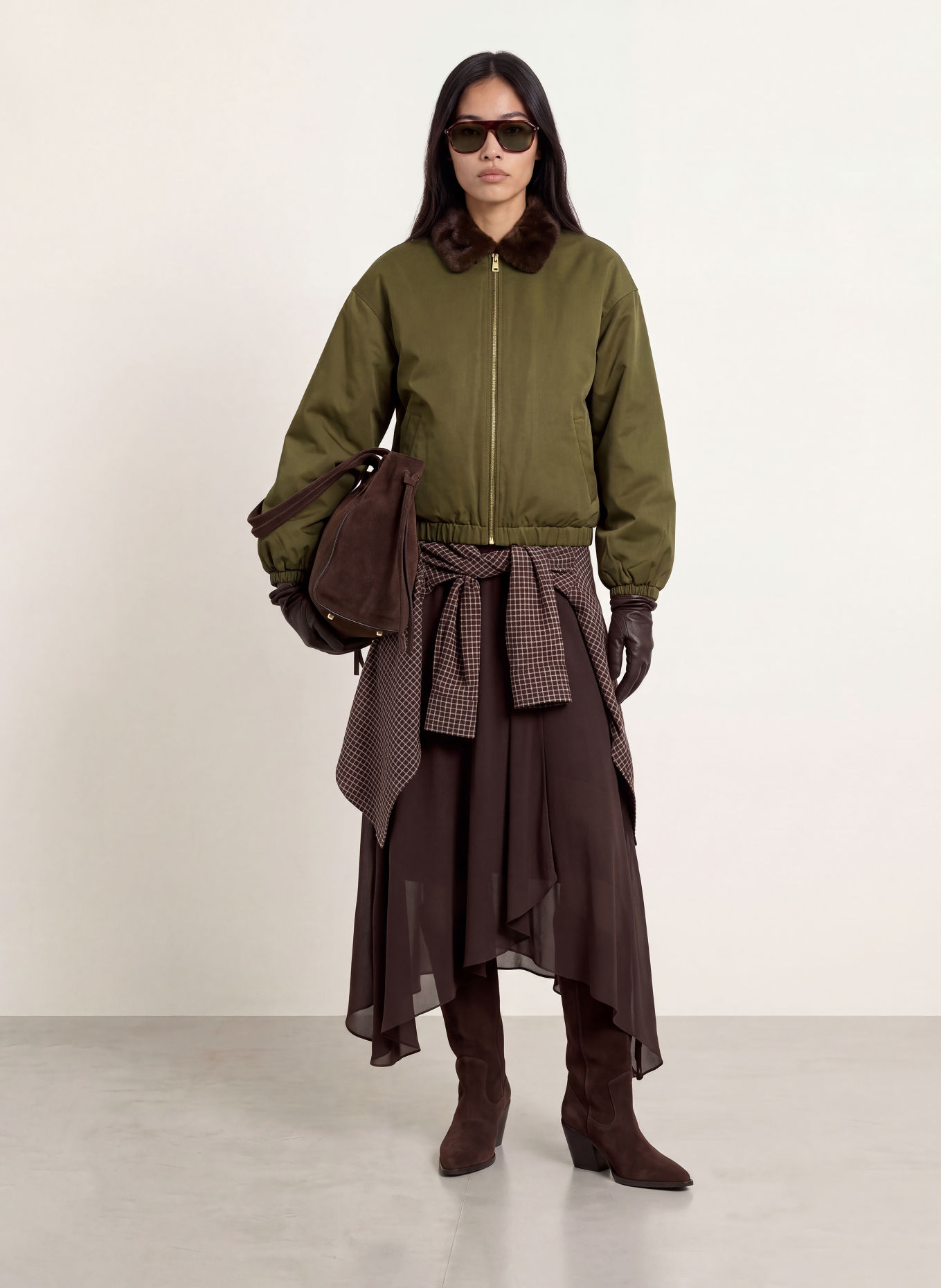 ELEH Blouson met imitatiebont: KAKI