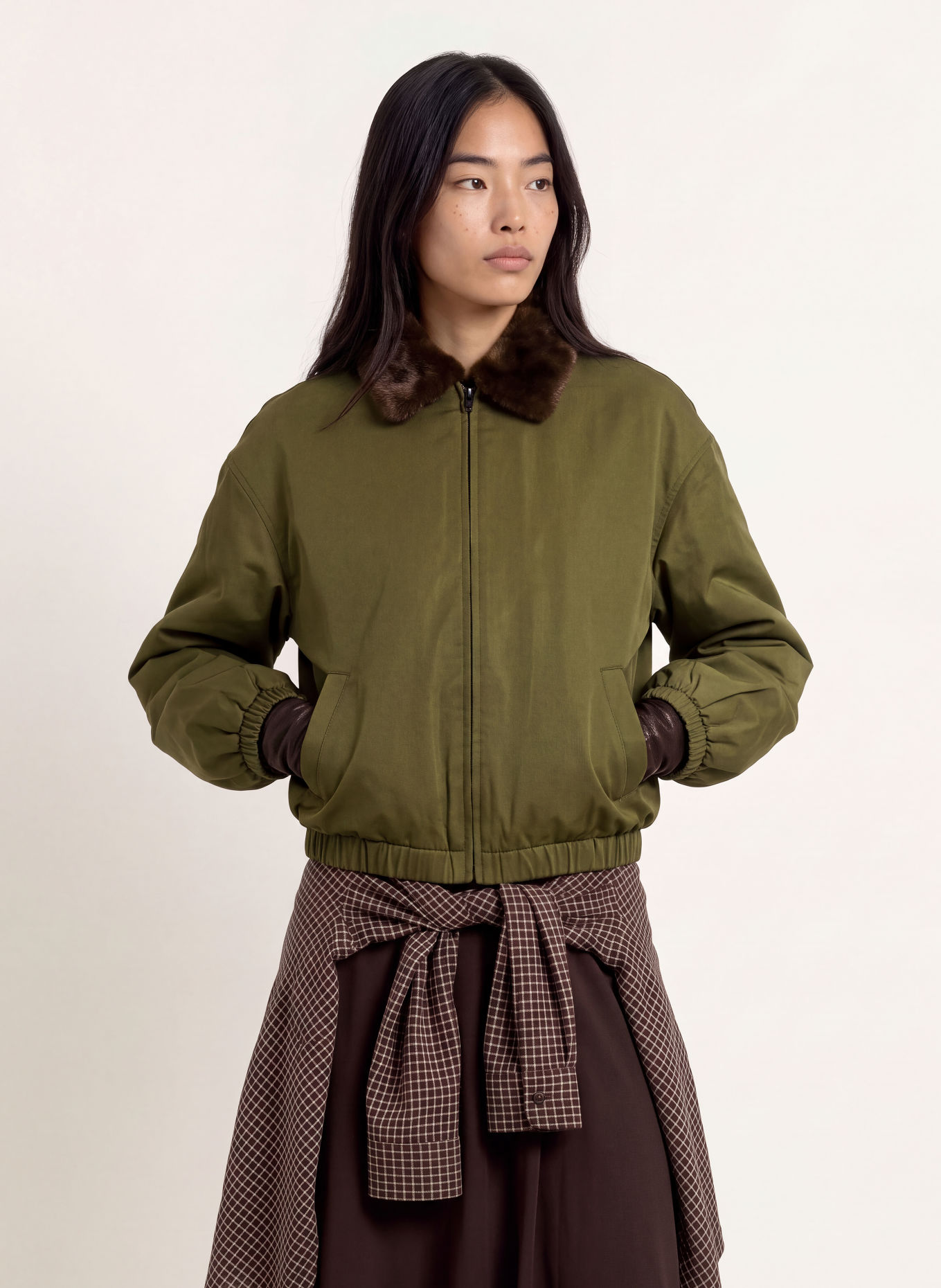 ELEH Blouson met imitatiebont: KAKI