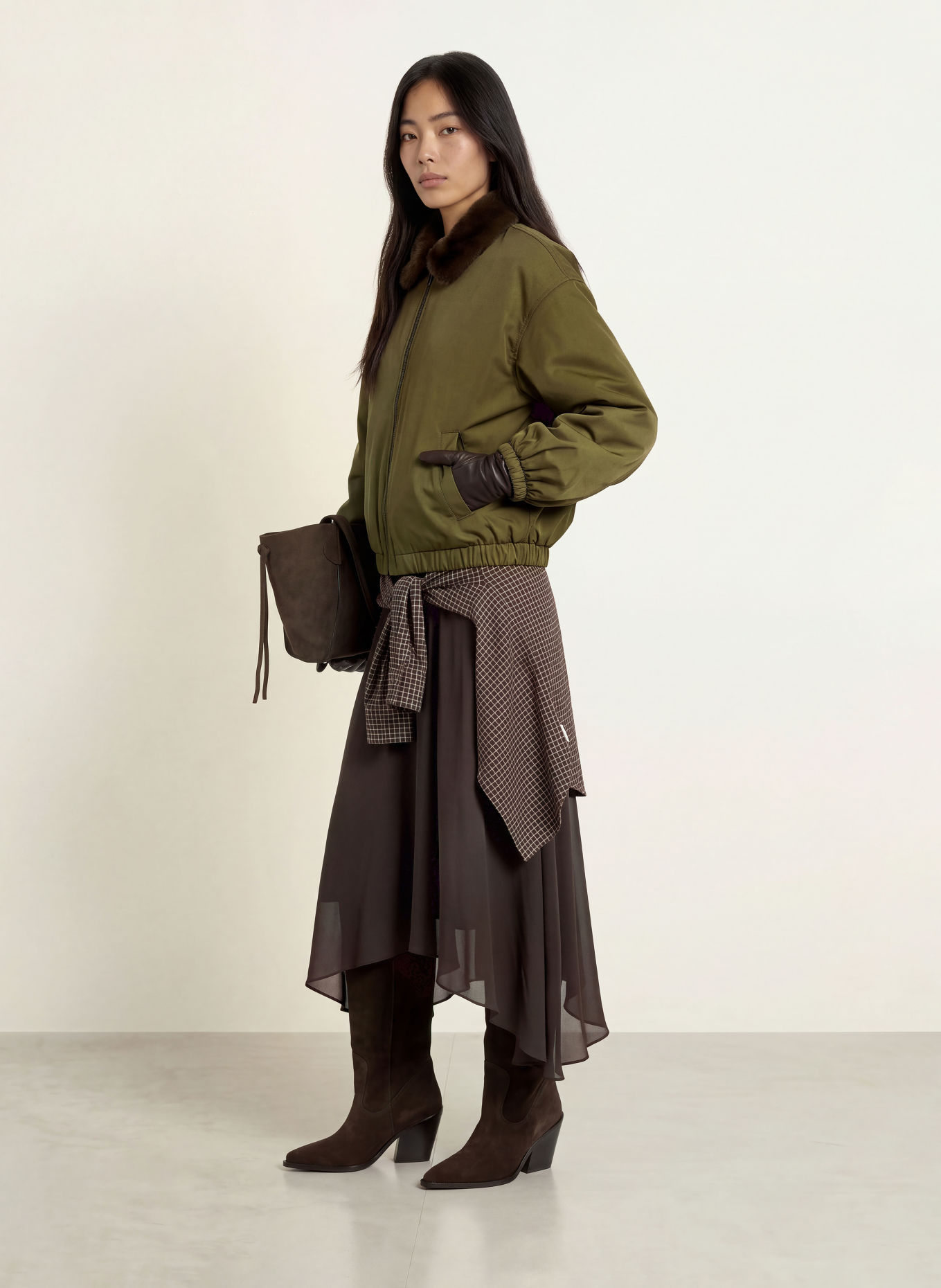 ELEH Blouson met imitatiebont: KAKI