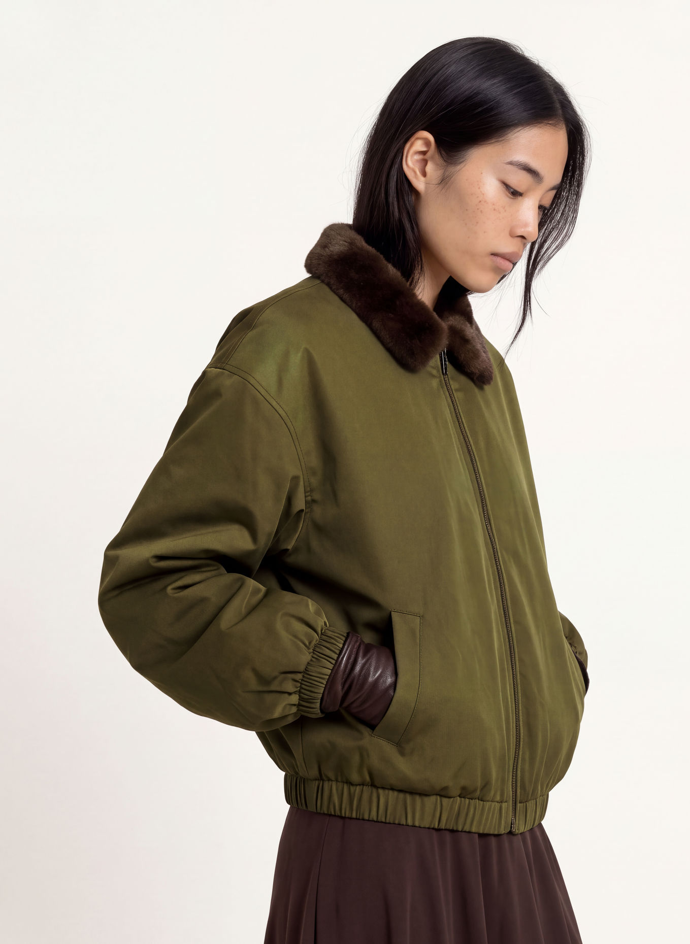 ELEH Blouson met imitatiebont: KAKI