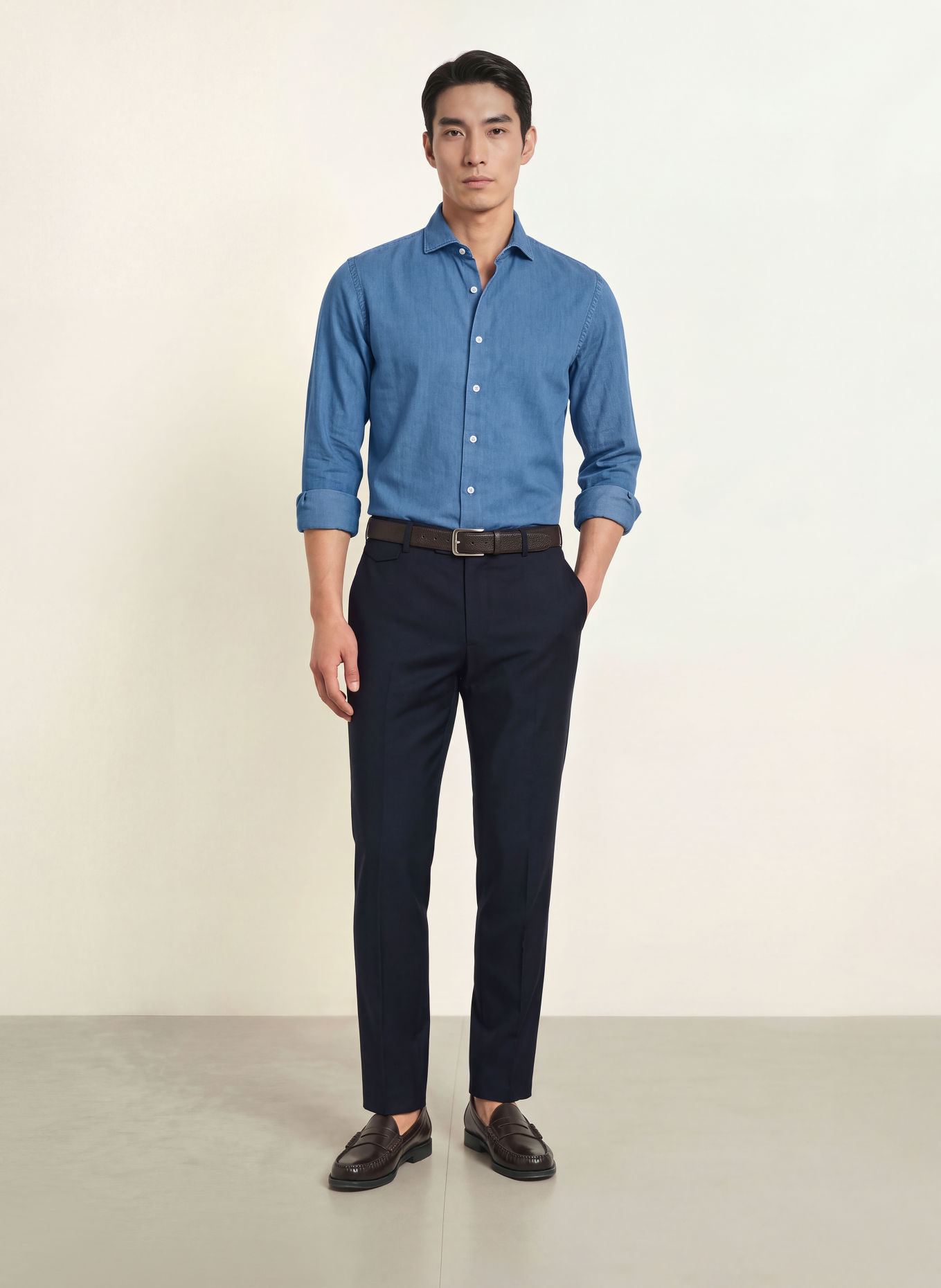 seidensticker Extra Slim Fit Denim Shirt: BLUE