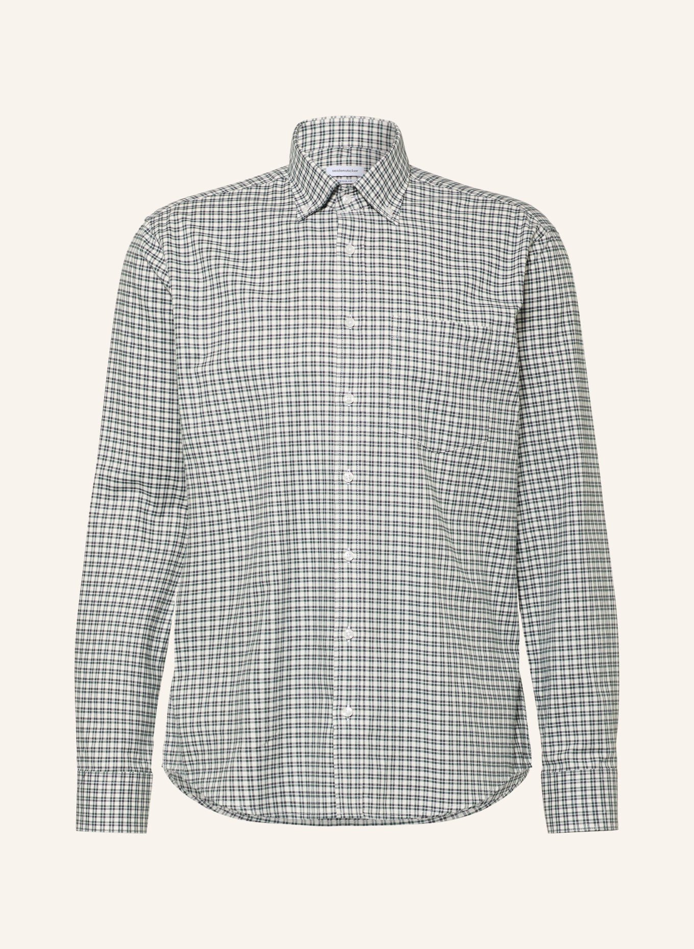 seidensticker Regular-Fit Flannel Shirt: DARK GREEN / DARK BLUE / WHITE