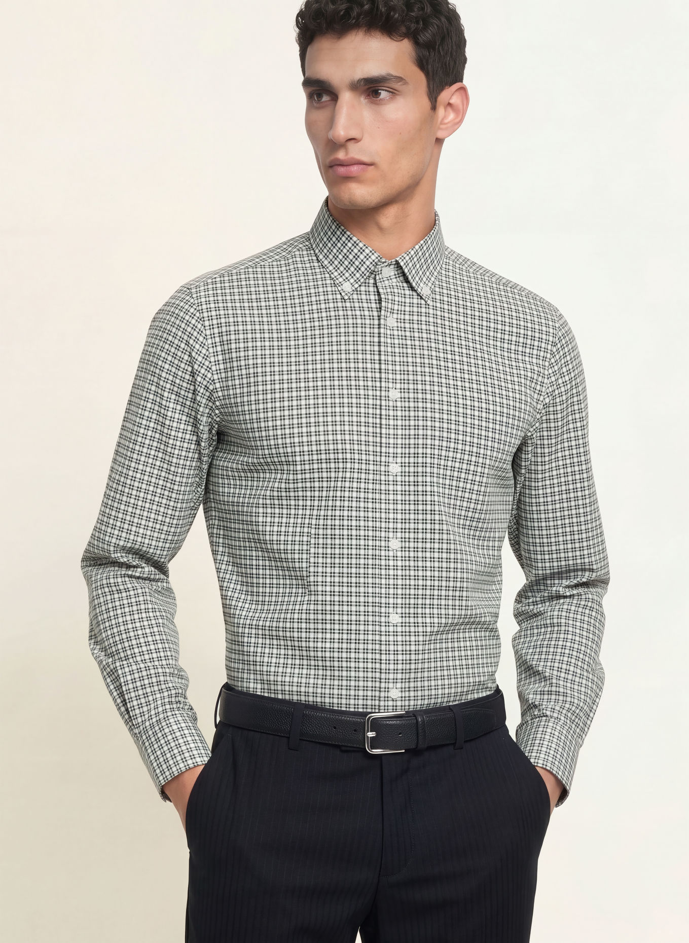 seidensticker Regular-Fit Flannel Shirt: DARK GREEN / DARK BLUE / WHITE