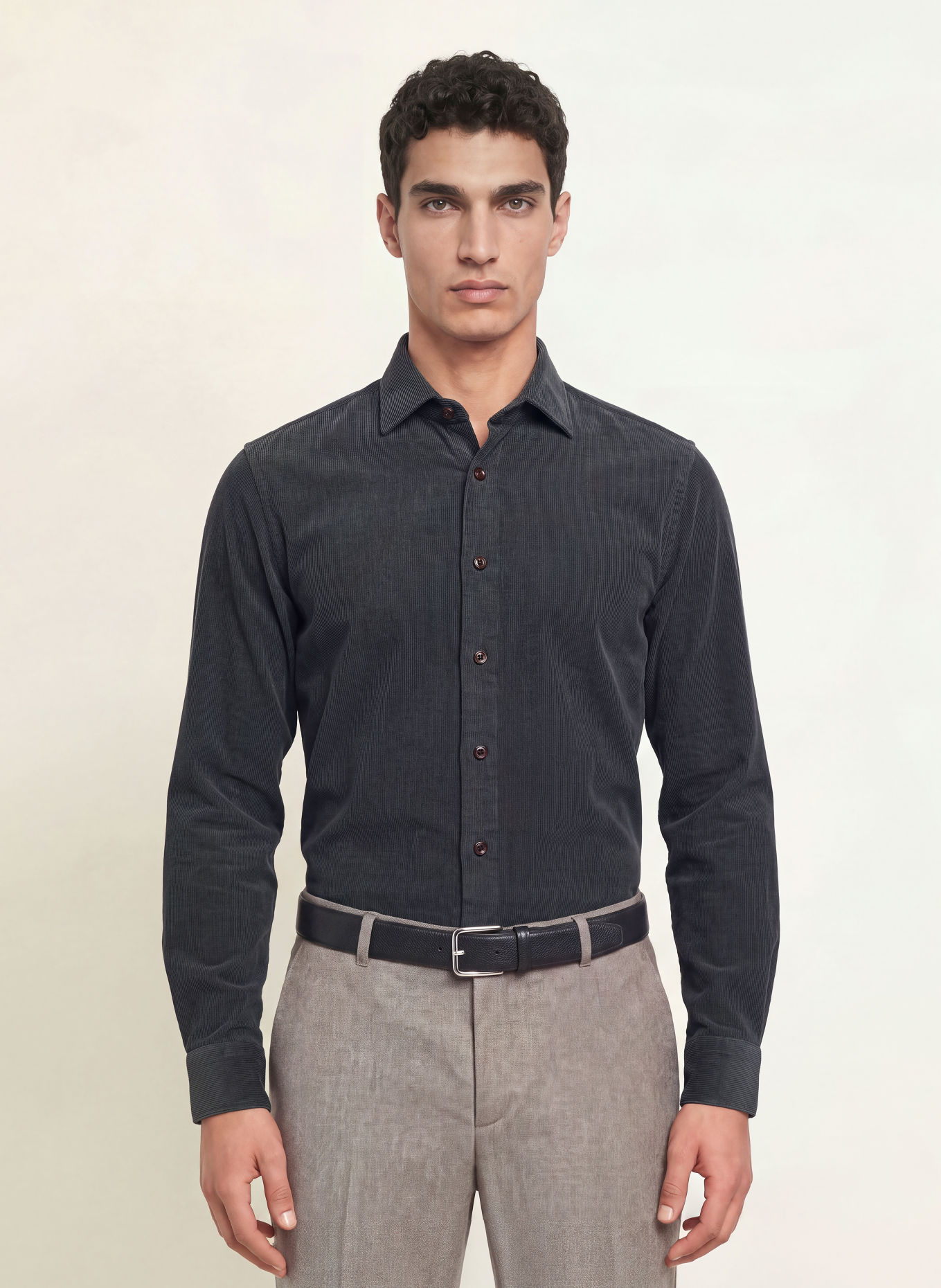 seidensticker Corduroy Shirt, Regular Fit: DARK GRAY