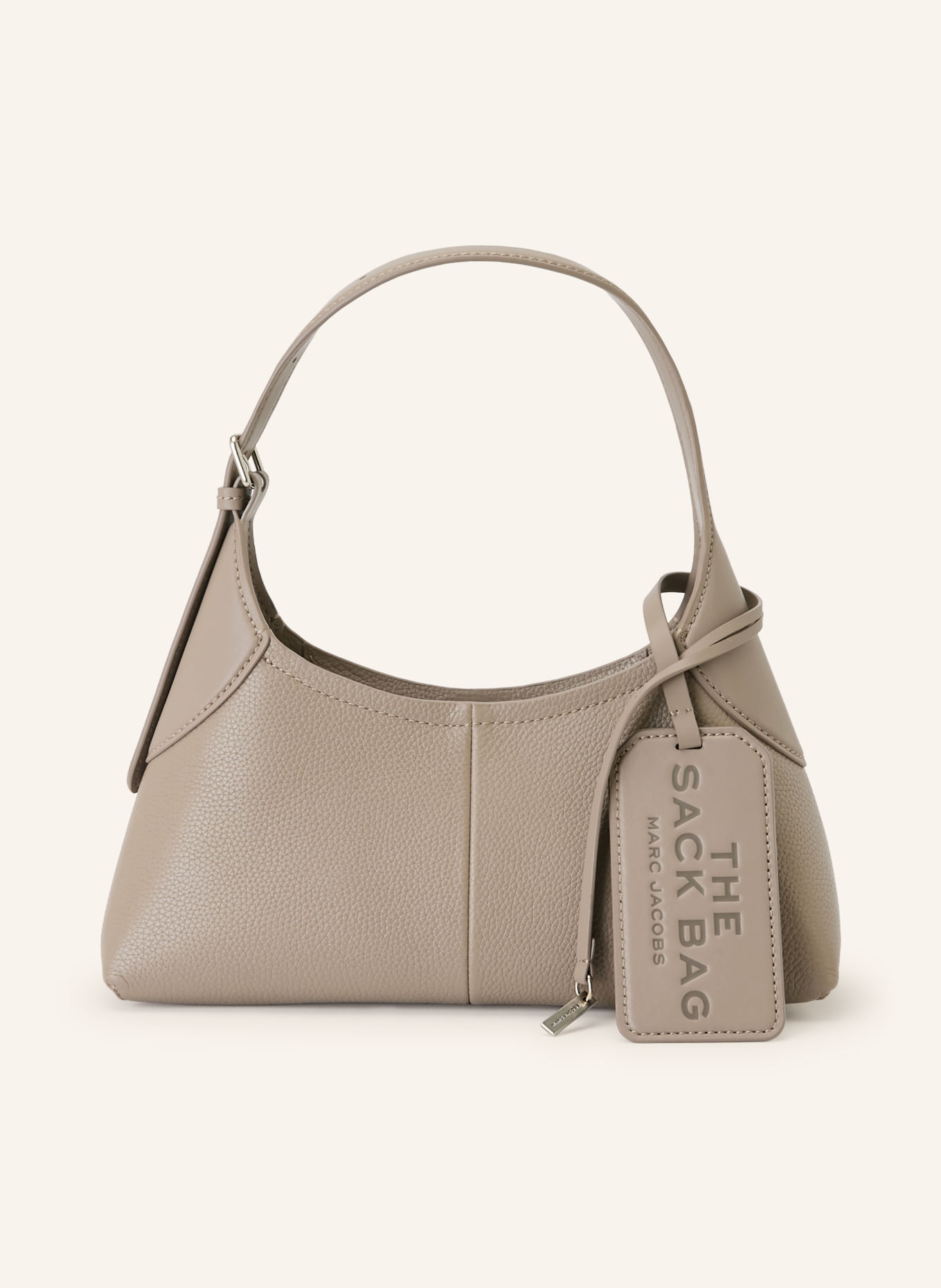 MARC JACOBS Handbag: THE SMALL BELTED SACK BAG: TAUPE / SILVER